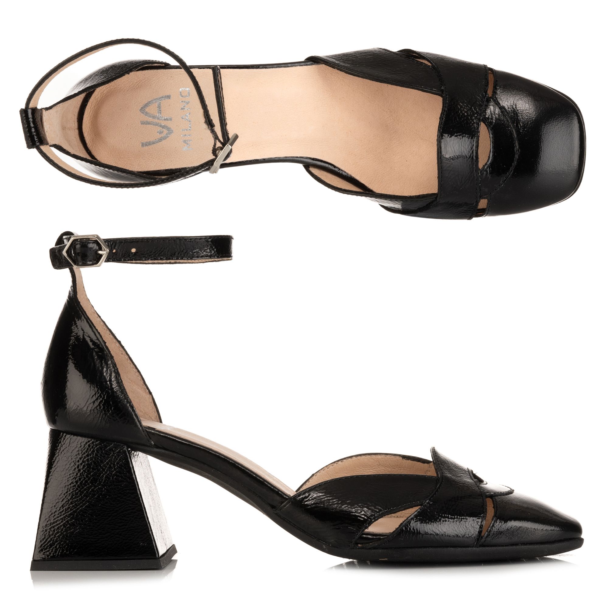 VIA MILANO Damen-Sandalette echt Leder Fesselriemen Absatz ca. 5cm