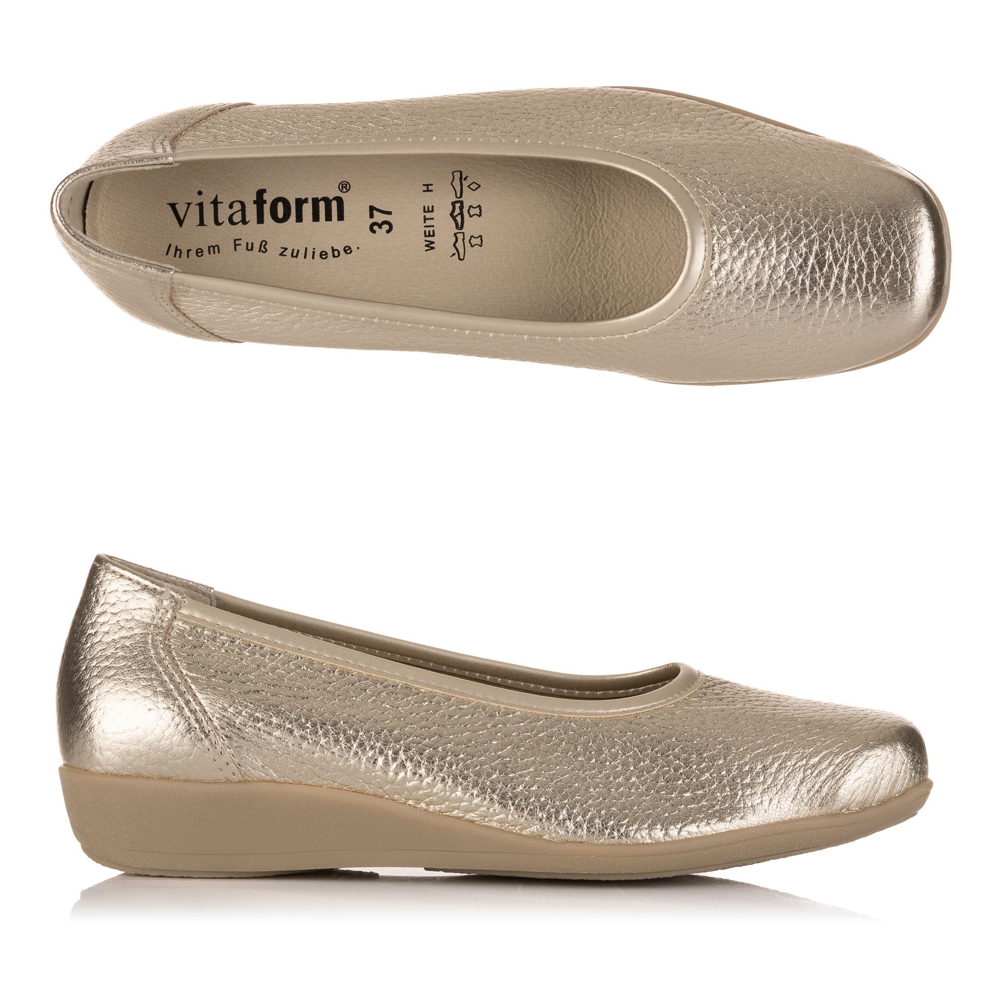 VITAFORM Ballerina Hirschleder Sommertrendfarben Sohle Hilka