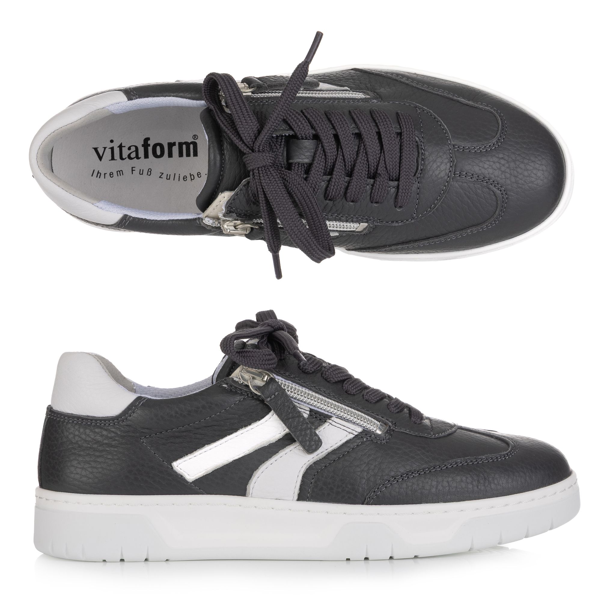 VITAFORM Damen-Sneaker Hirschleder 2 Reißverschlüsse Sohle Marla