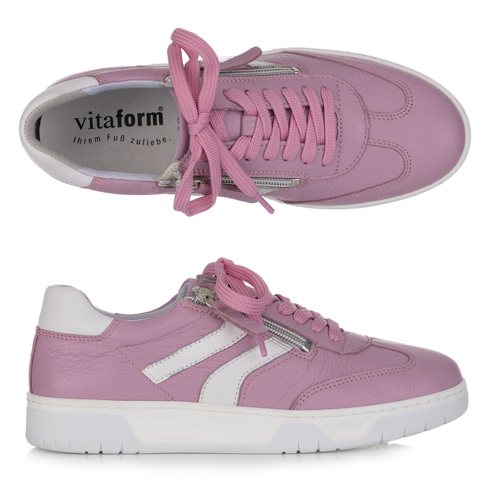 VITAFORM Damen-Sneaker Hirschleder 2 Reißverschlüsse Sohle Marla