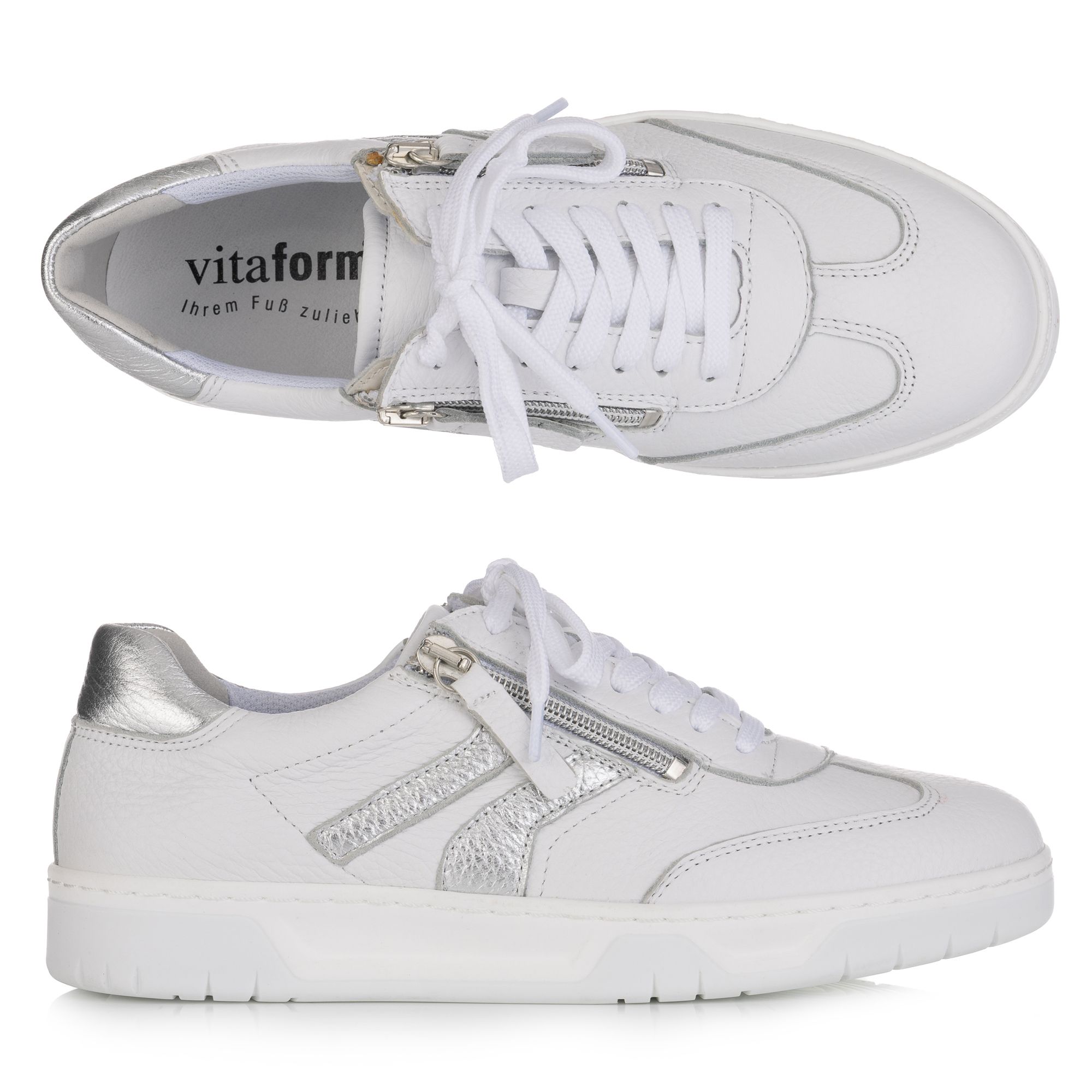 VITAFORM Damen-Sneaker Hirschleder 2 Reißverschlüsse Sohle Marla