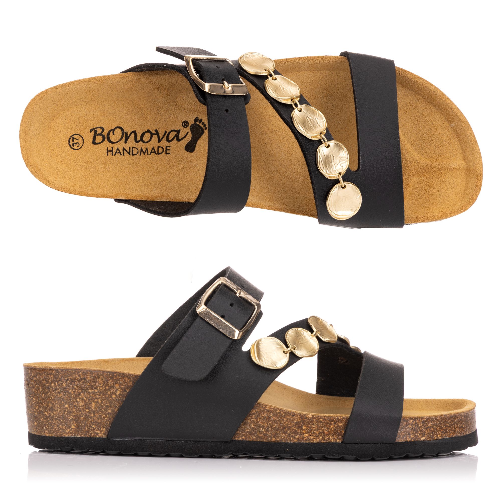 BONOVA Damen-Pantolette Bonoflor verstellbarer Riemen Keilabsatz ca. 3,5cm