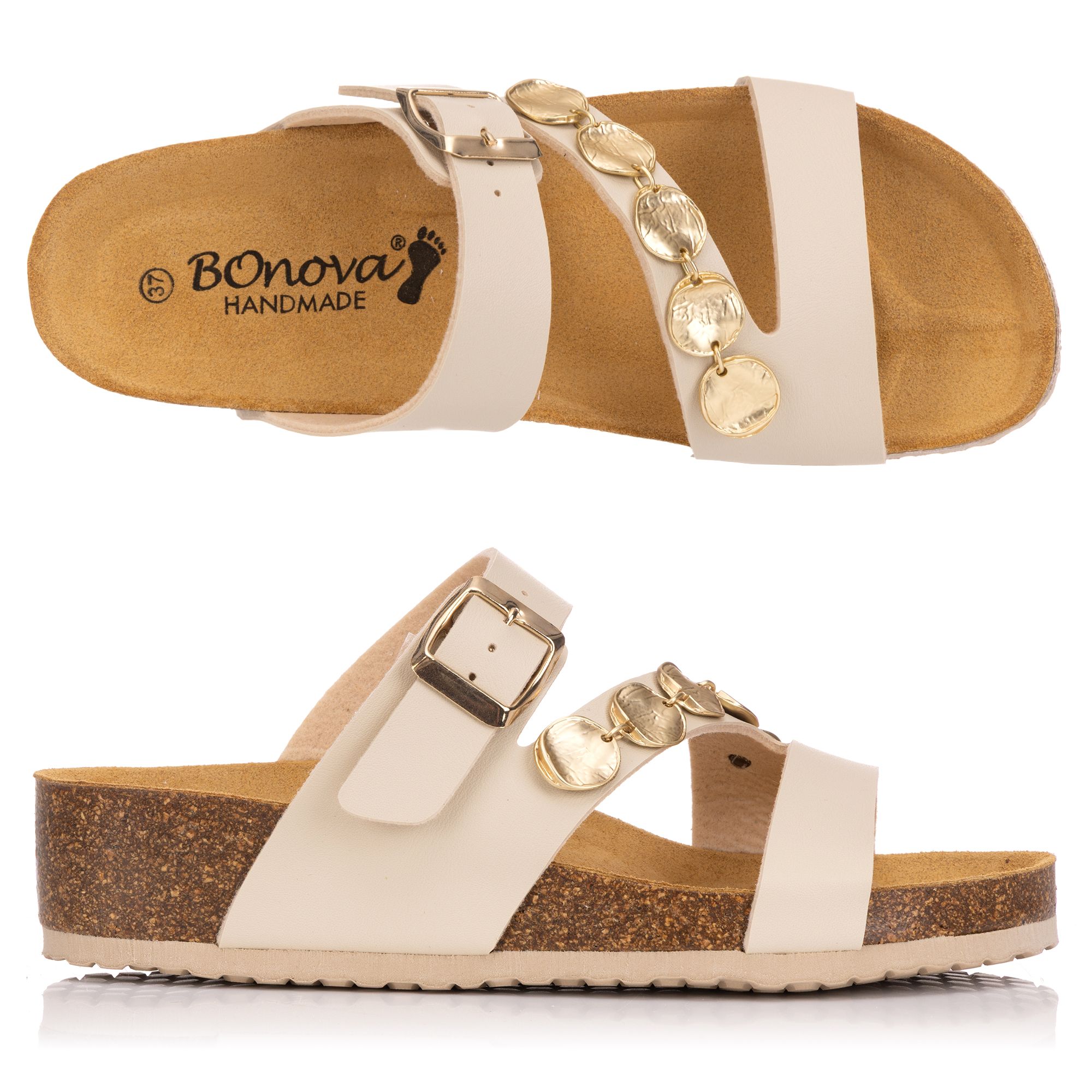 BONOVA Damen-Pantolette Bonoflor verstellbarer Riemen Keilabsatz ca. 3,5cm