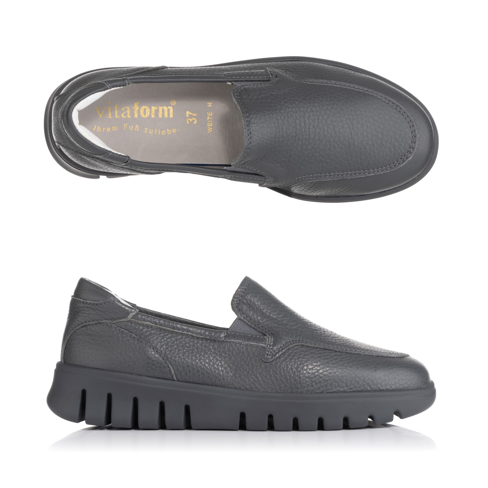 VITAFORM Damen-Slipper Hirschleder farbige Sohle Flexsohle