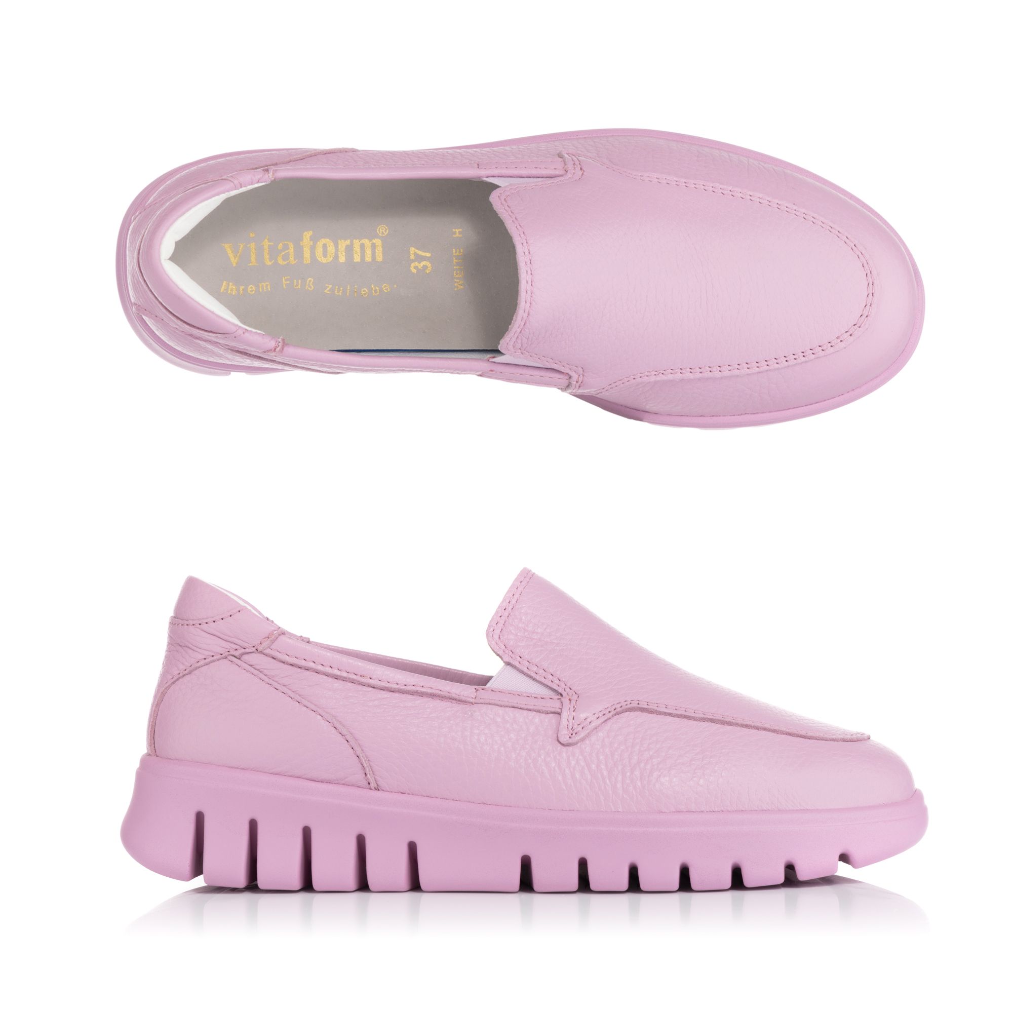 VITAFORM Damen-Slipper Hirschleder farbige Sohle Flexsohle