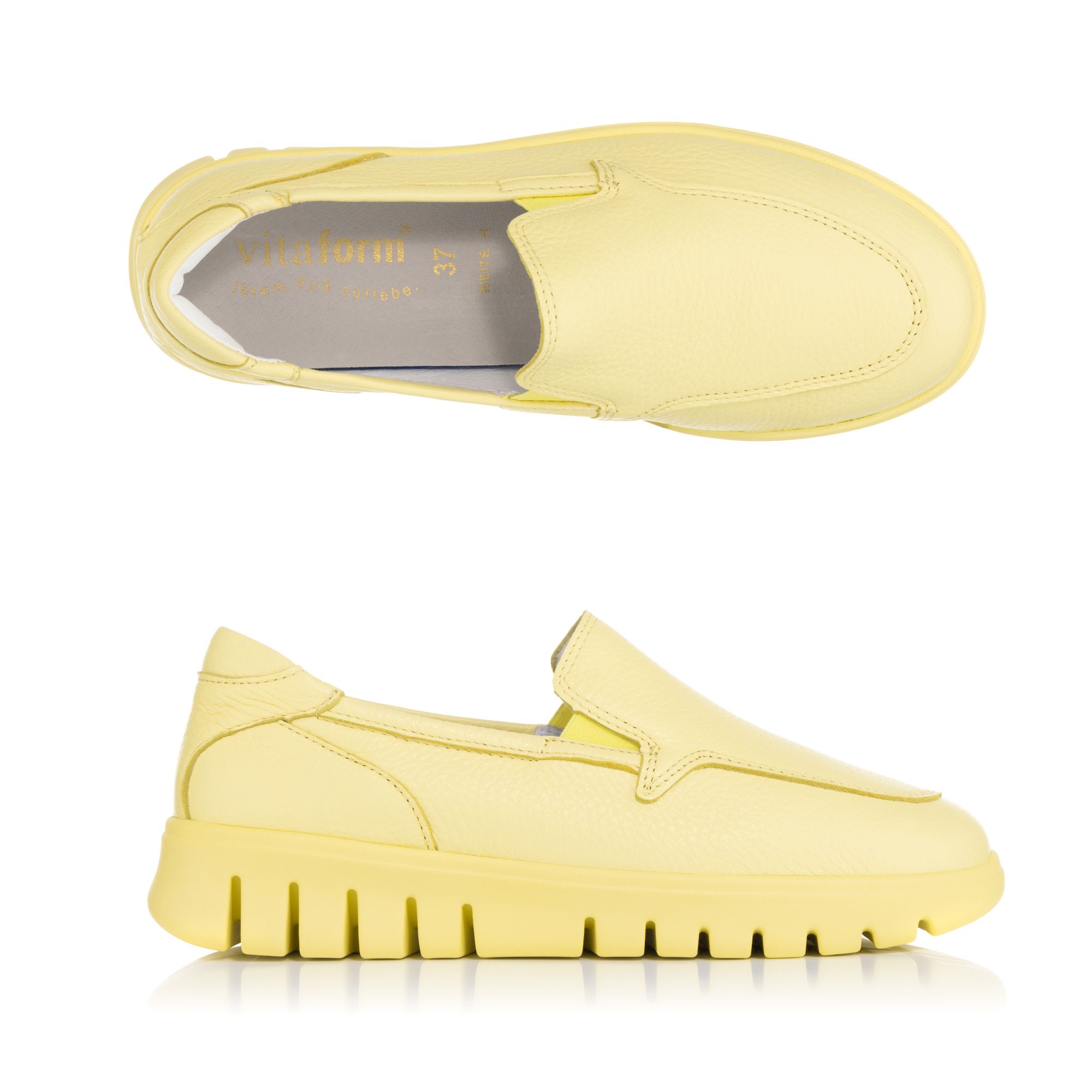 VITAFORM Damen-Slipper Hirschleder farbige Sohle Flexsohle