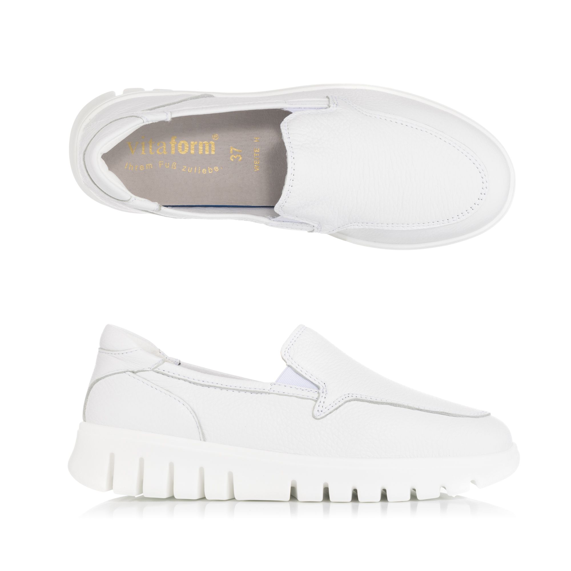 VITAFORM Damen-Slipper Hirschleder farbige Sohle Flexsohle