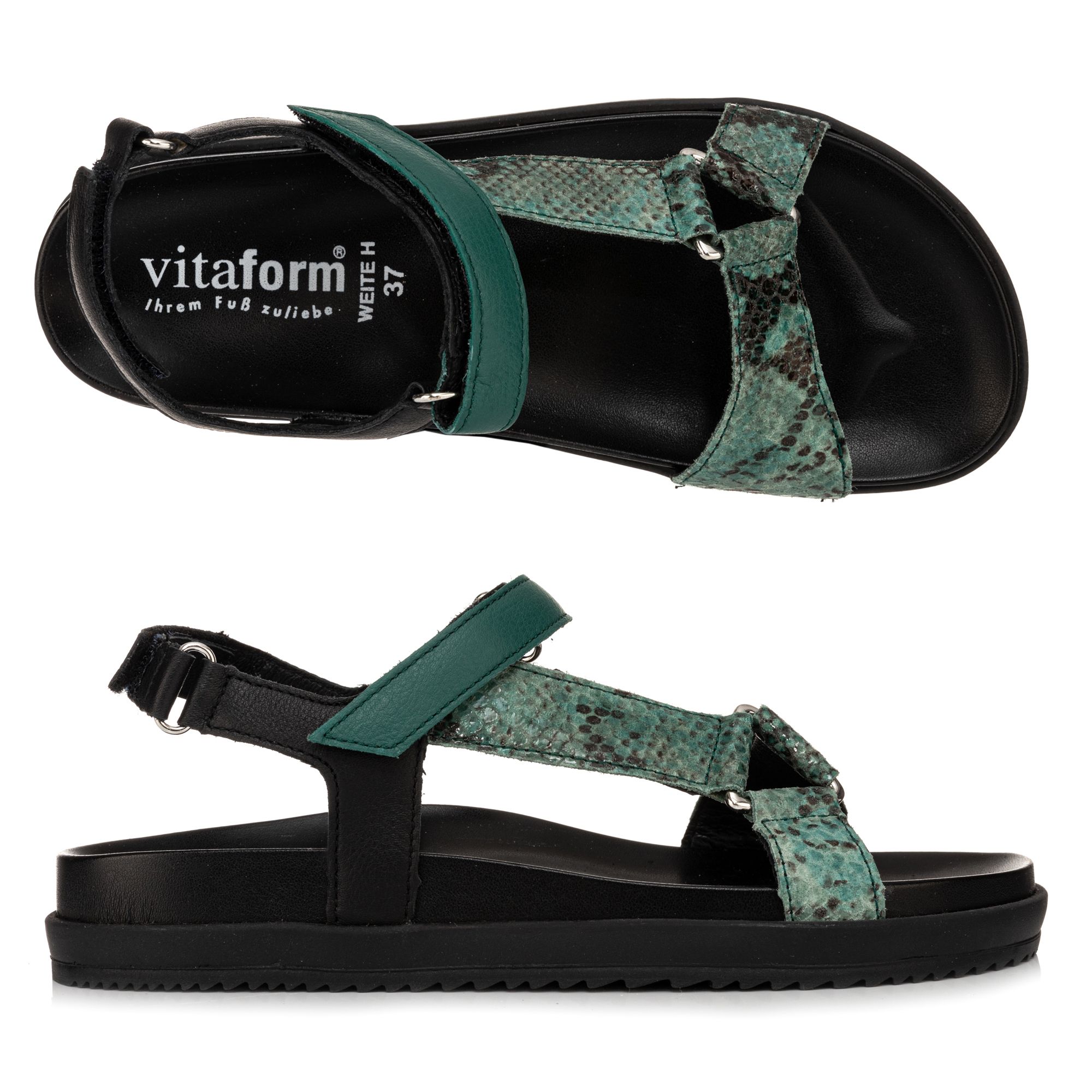 VITAFORM Damen-Sandale Softnappaleder Klettverschluss Sandalensohle