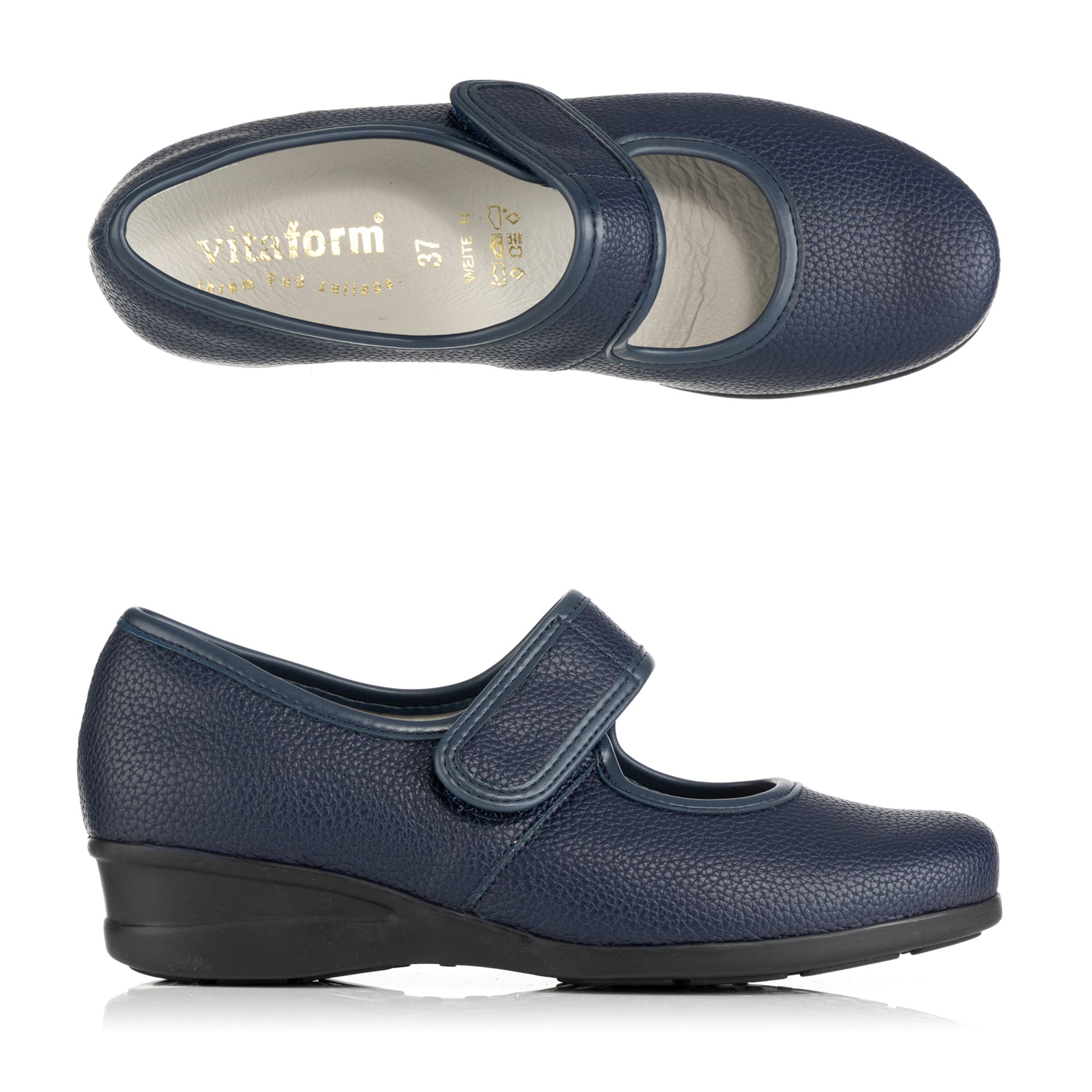 VITAFORM Mary-Jane Ballerina Stretchmaterial Klettverschluss Sohle Holly