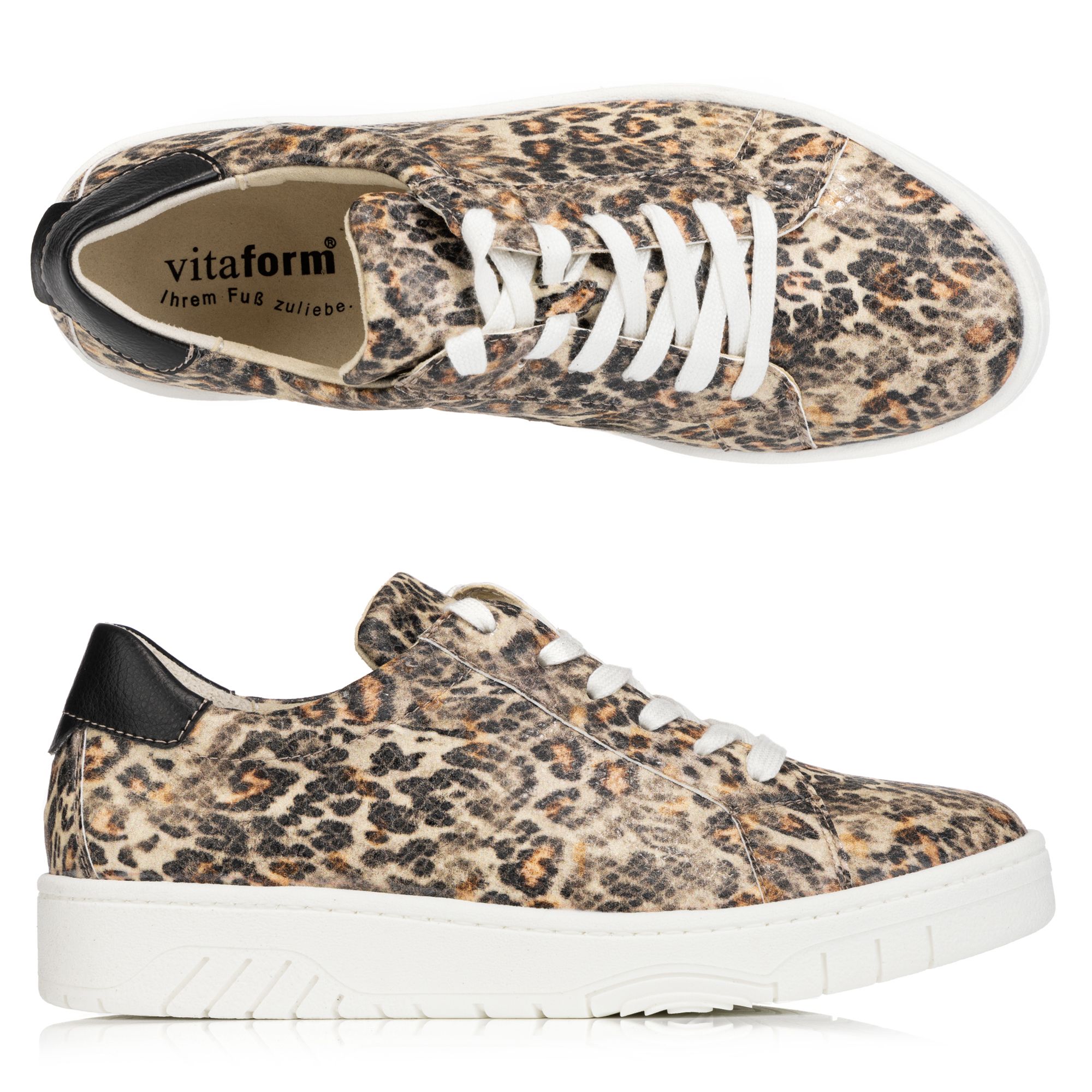 VITAFORM Damen-Sneaker Leoprint Schnürung Austauschfußbett