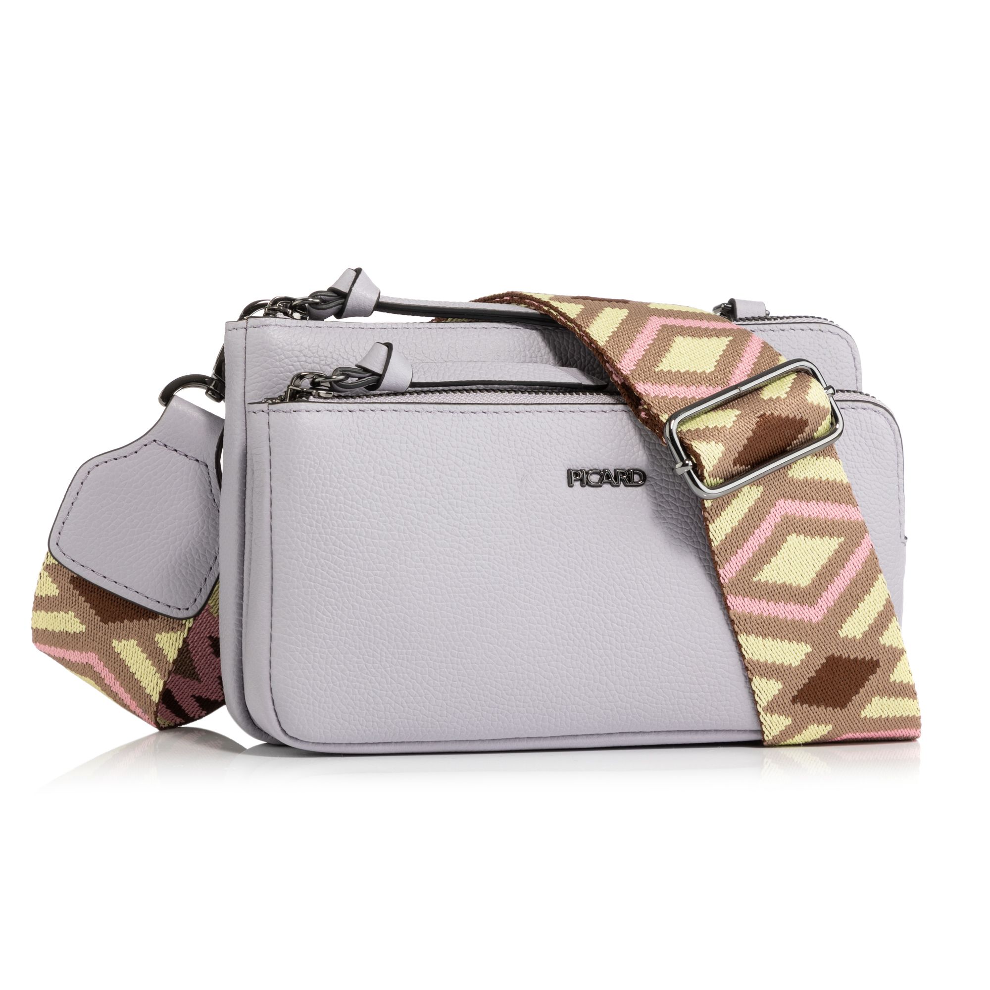 PICARD® Midi-Umhängetasche echt Leder verstellbarer Riemen 2 Hauptfächer