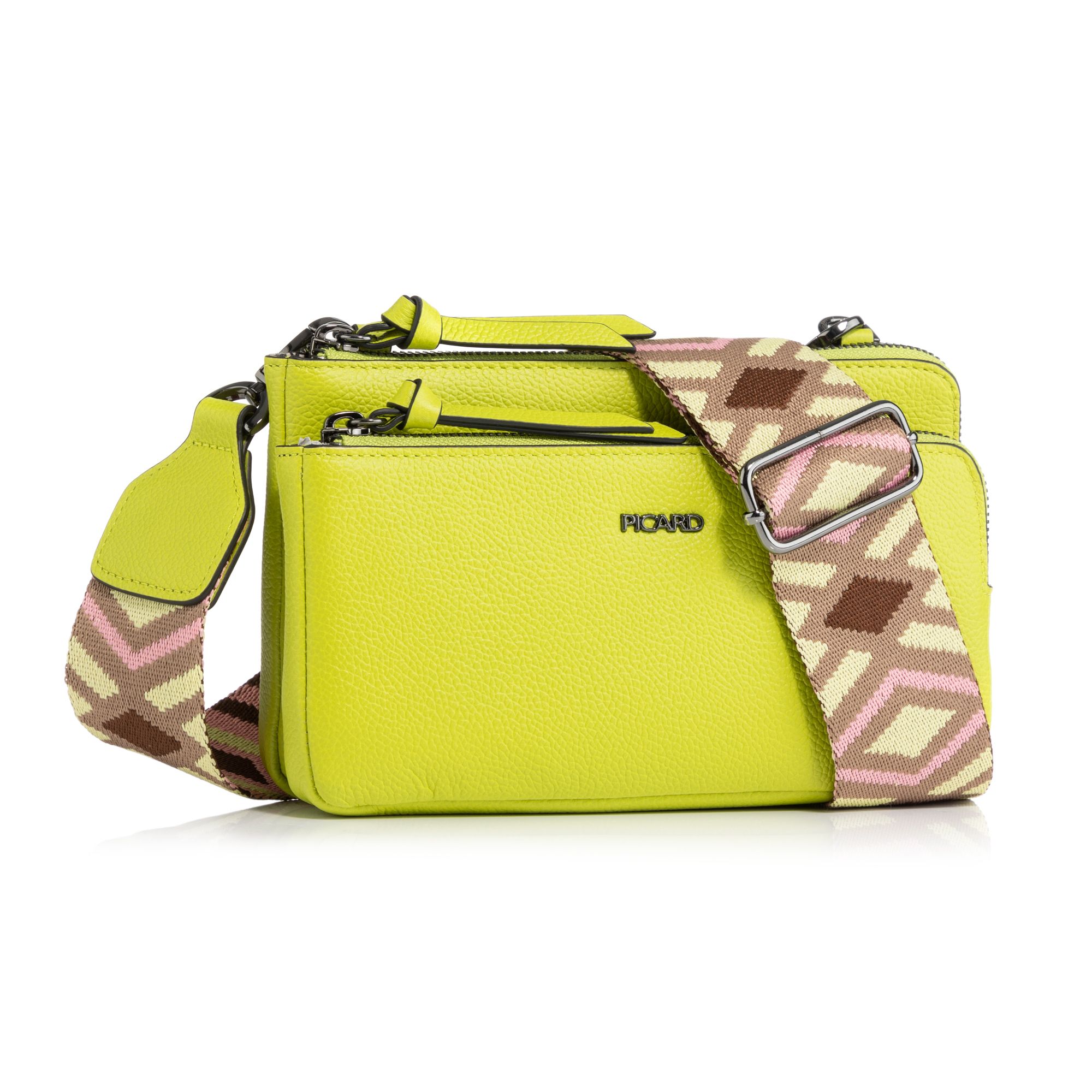 PICARD® Midi-Umhängetasche echt Leder verstellbarer Riemen 2 Hauptfächer