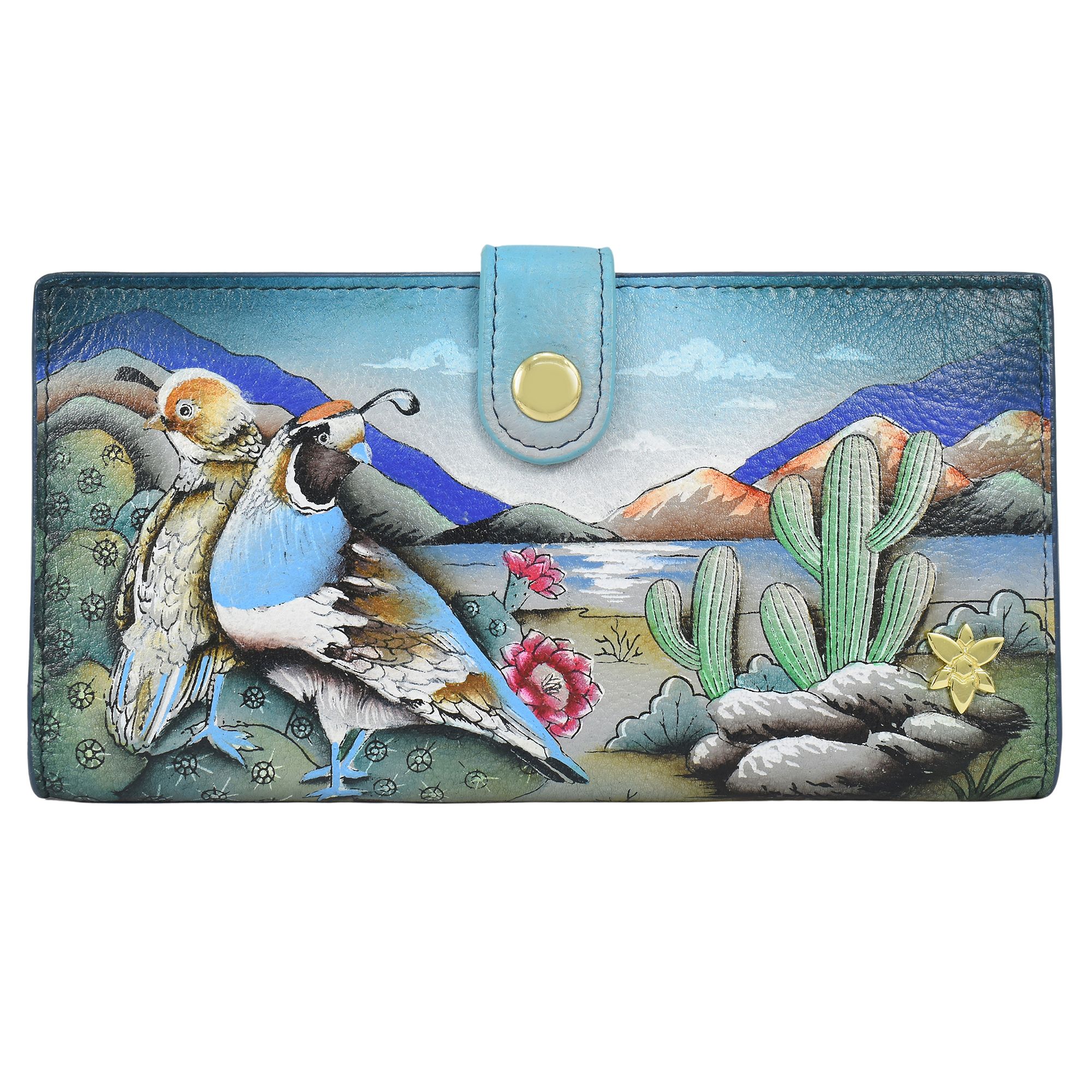 ANUSCHKA® Geldbörse echt Leder RFID-Schutz handbemalt