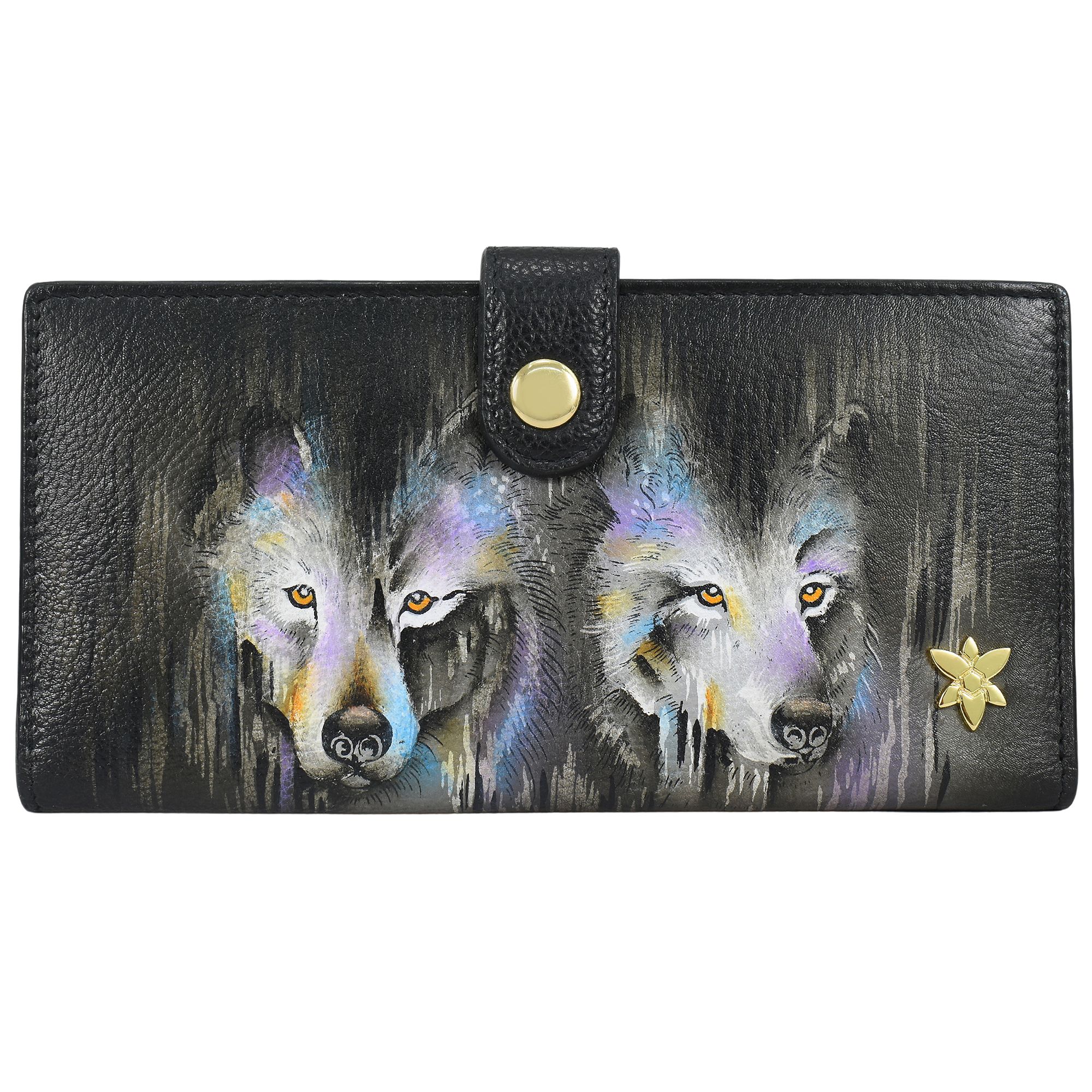 ANUSCHKA® Geldbörse echt Leder RFID-Schutz handbemalt