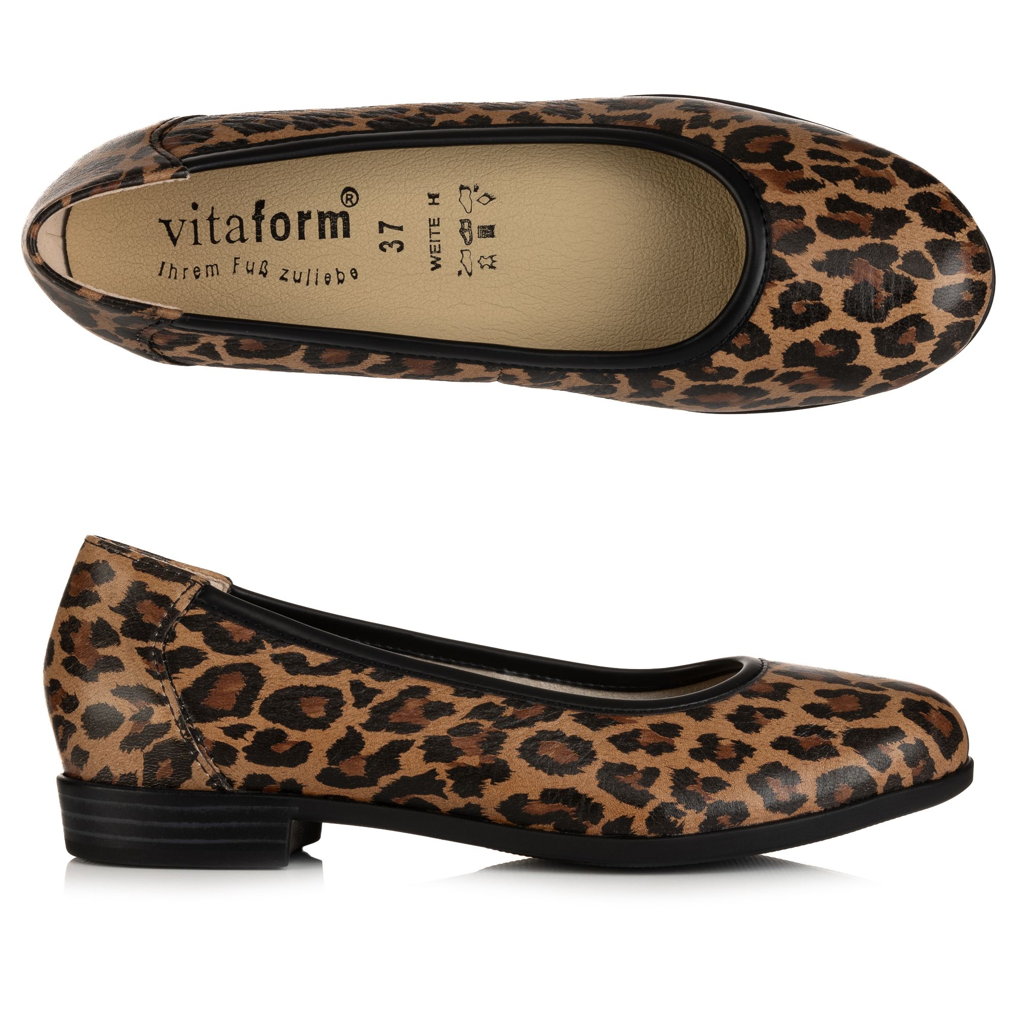 VITAFORM Damen-Ballerina Hirschleder Absatz ca. 3cm Sohle Hiska
