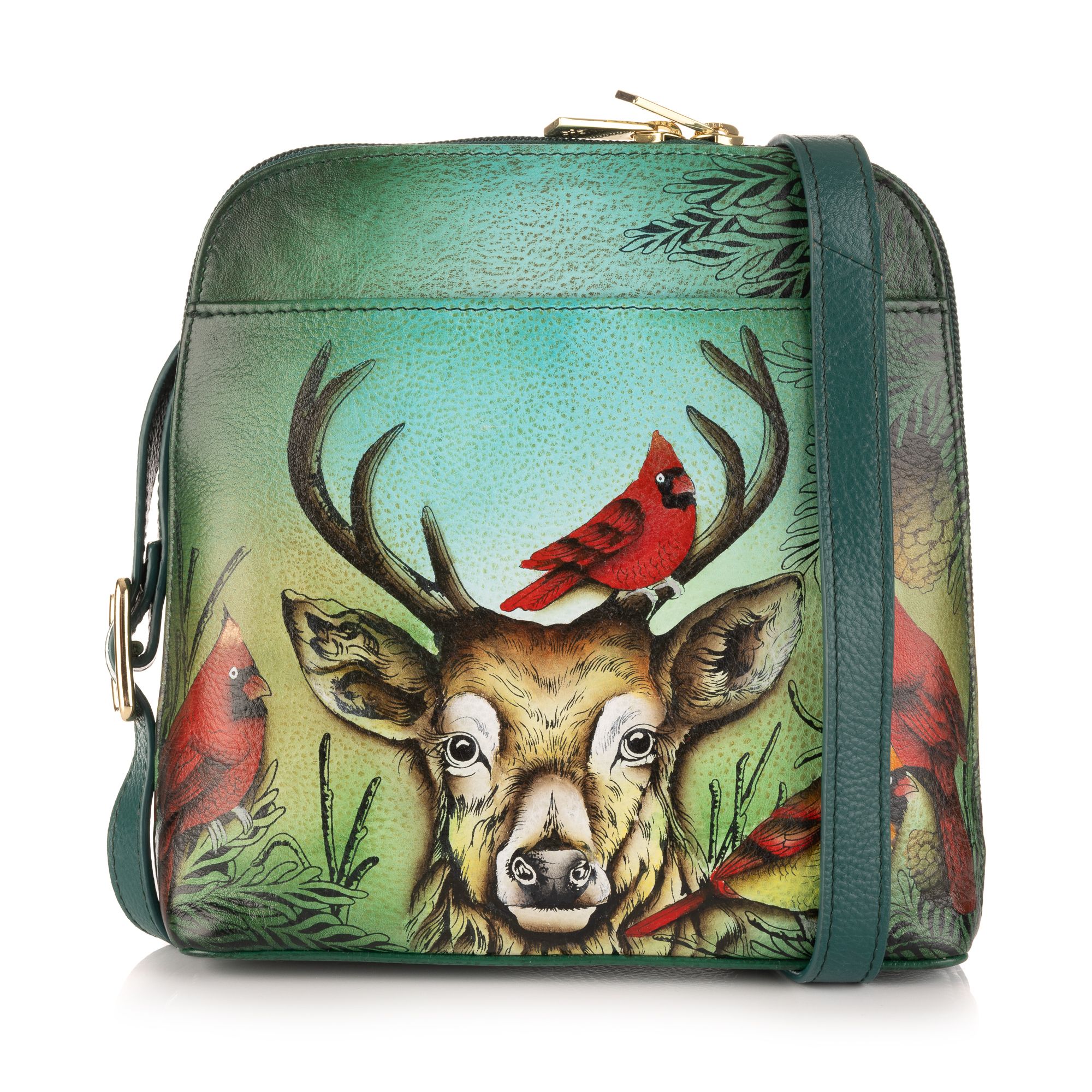 ANUSCHKA® Umhängetasche echt Leder Sicherheitsfach handbemalt