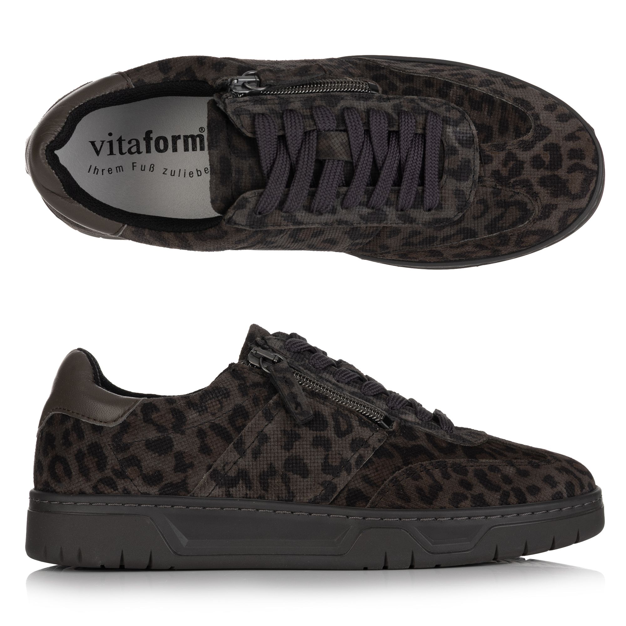 VITAFORM Damen-Sneaker Verloursleder Leo-Optik Sohle Marla