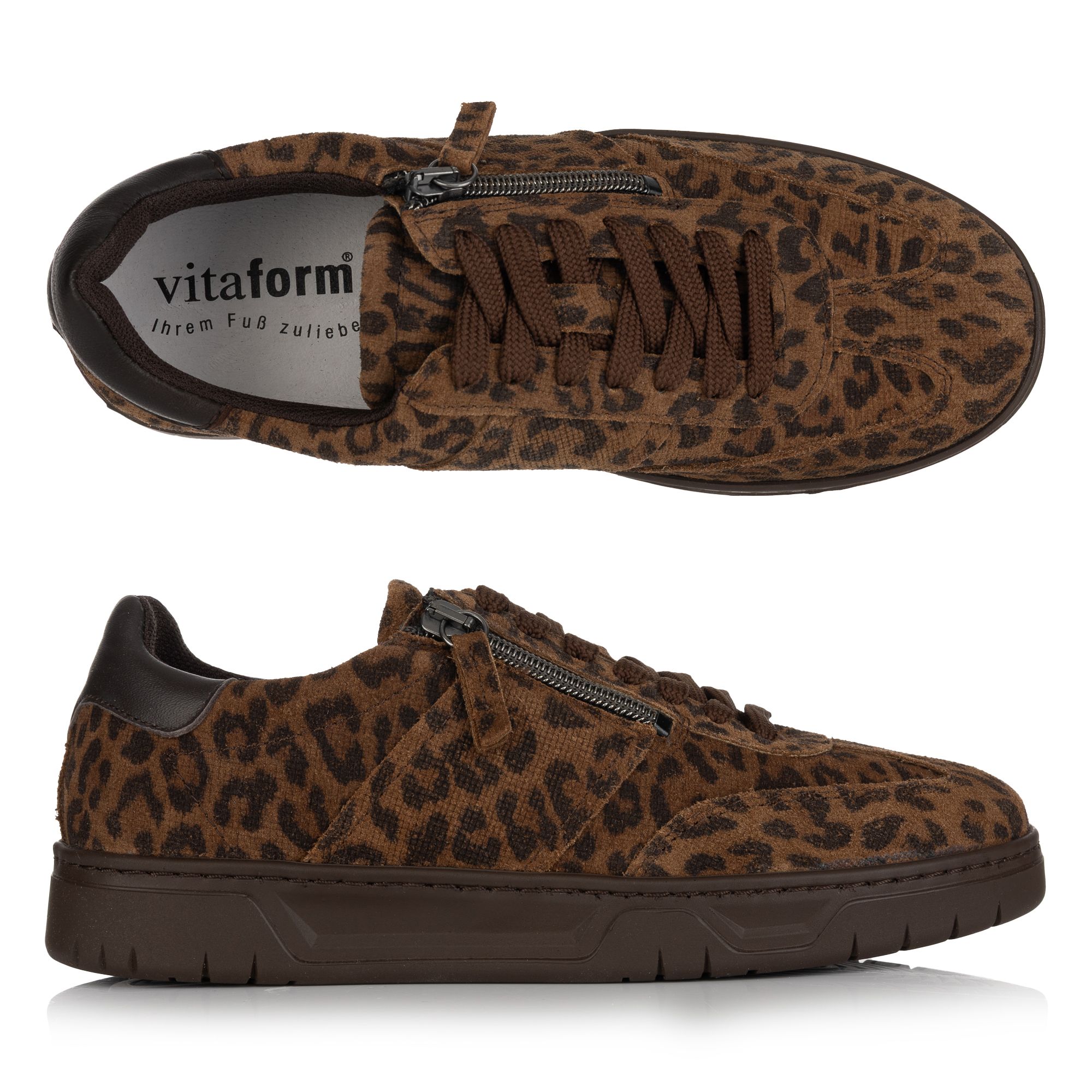 VITAFORM Damen-Sneaker Verloursleder Leo-Optik Sohle Marla