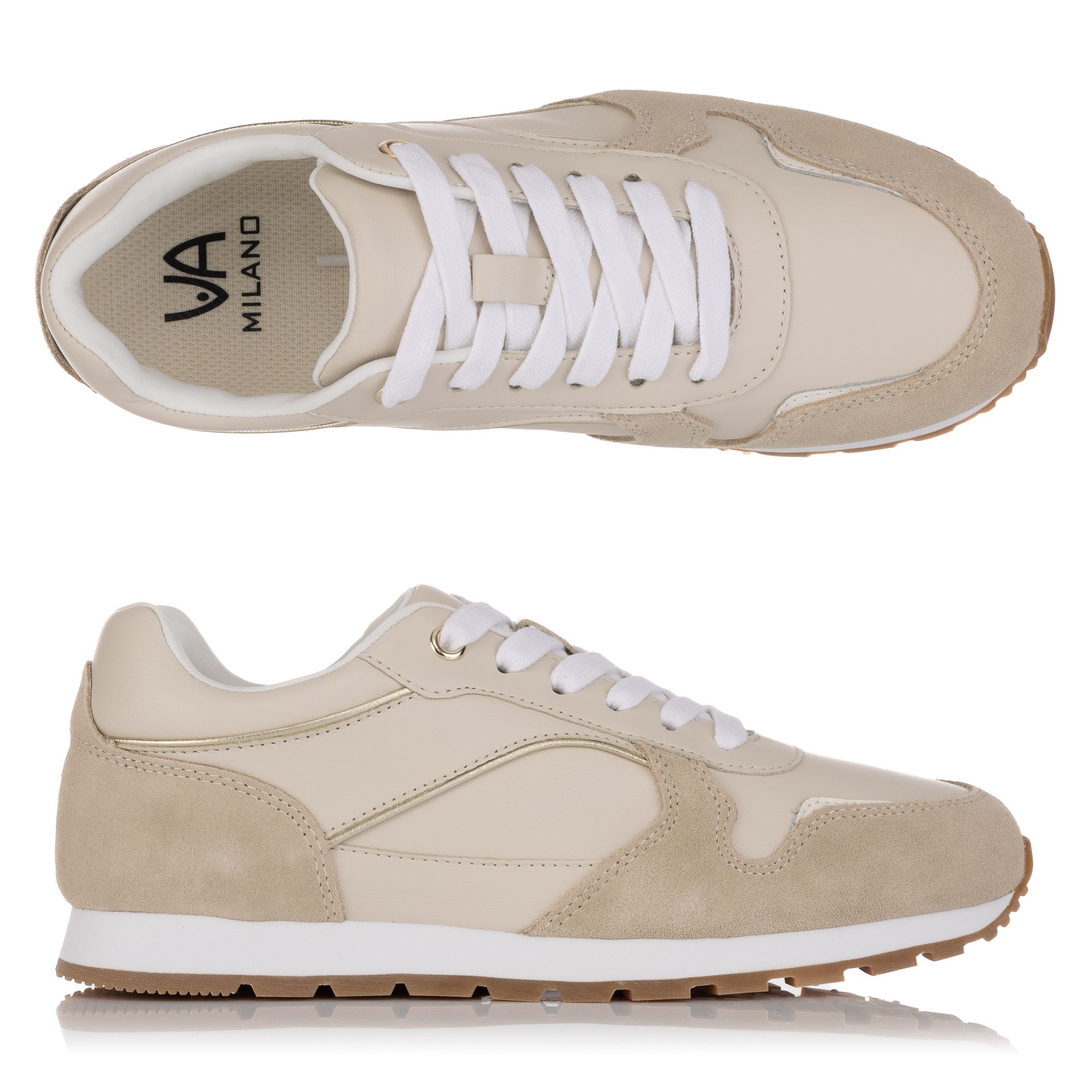 VIA MILANO Damen-Sneaker Materialmix Logo-Detail Schnürung