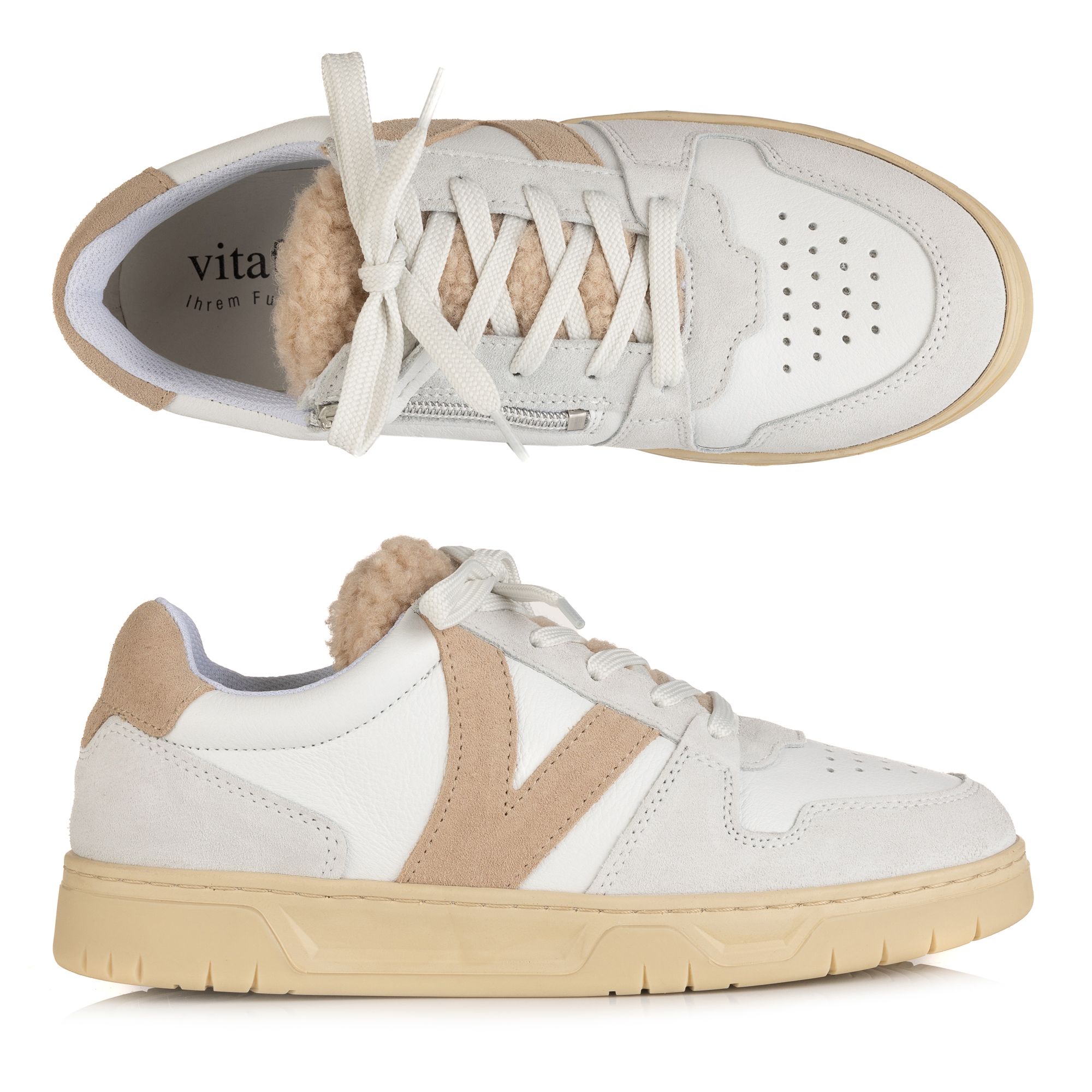 VITAFORM Damen-Sneaker echt Leder Teddyfellzunge Sohle Marla