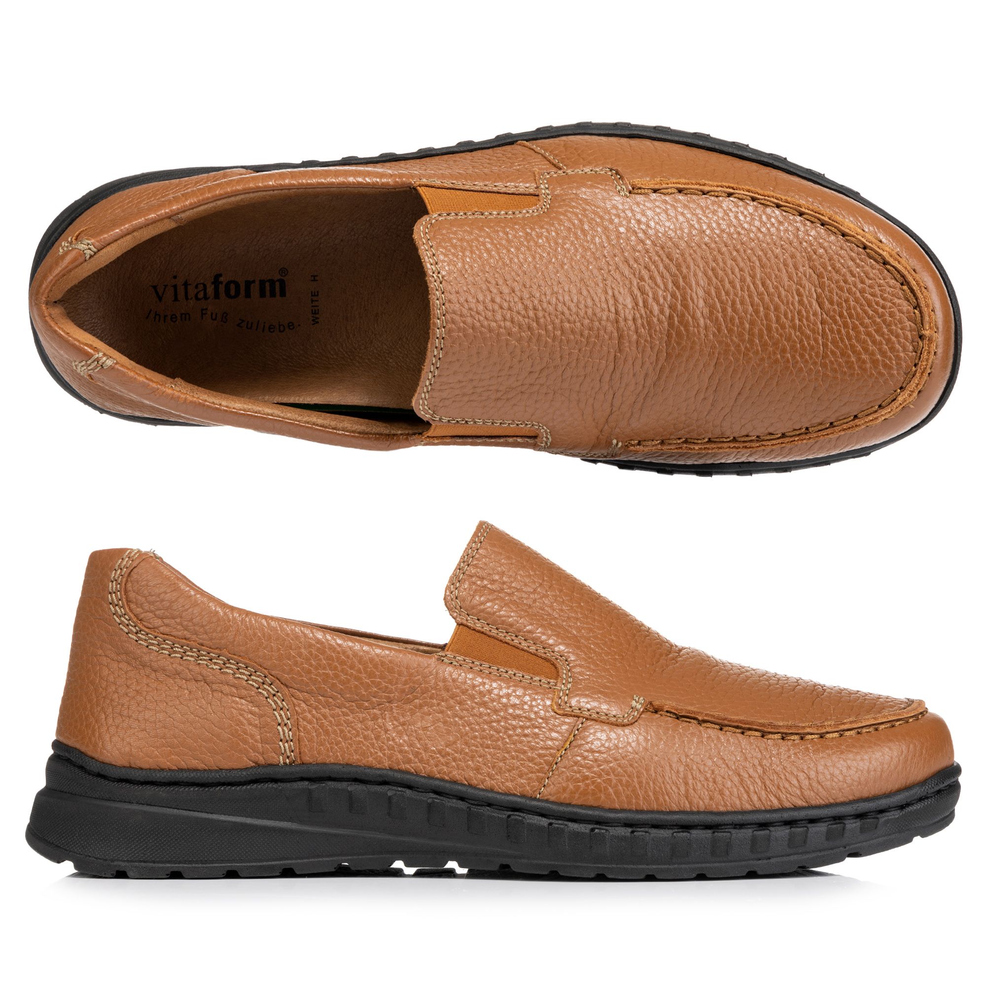 VITAFORM Herren- Slipper Hirschleder sportliche Optik Leichtsohle