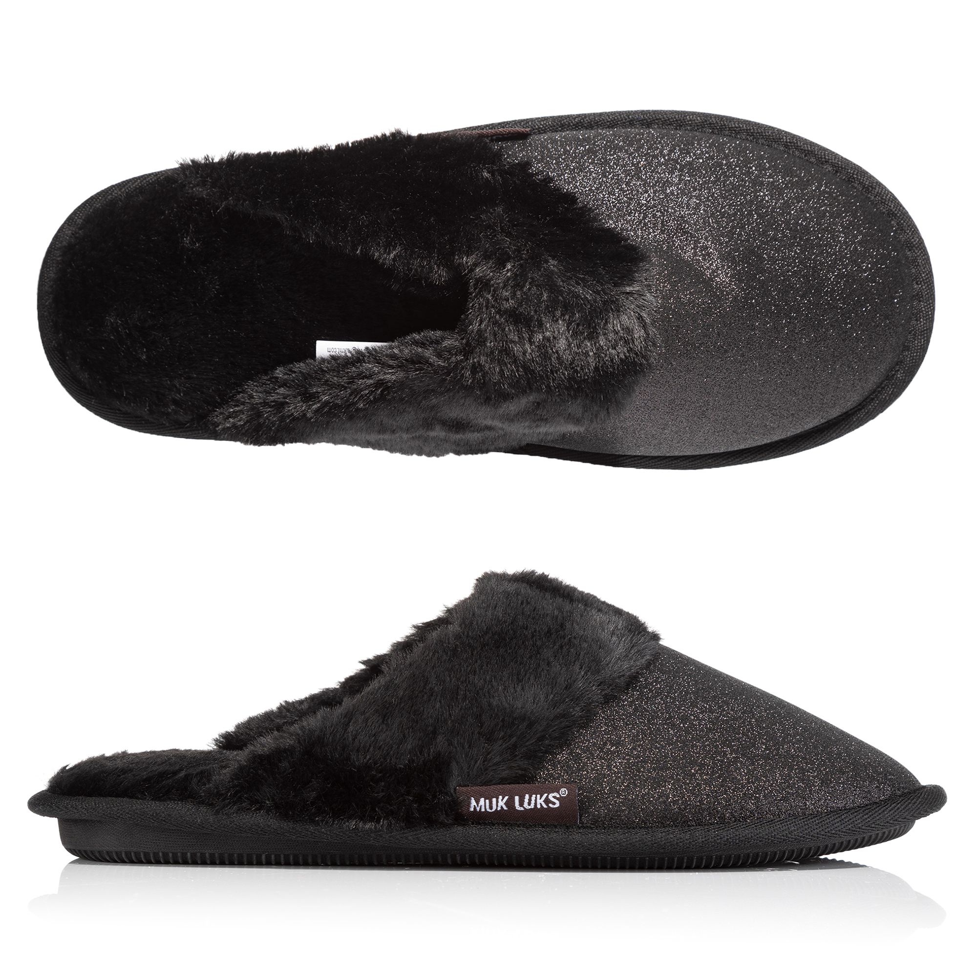 MUK LUKs Damen-Hausschuhe Gummi-Sohle weich gefüttert Glitzer
