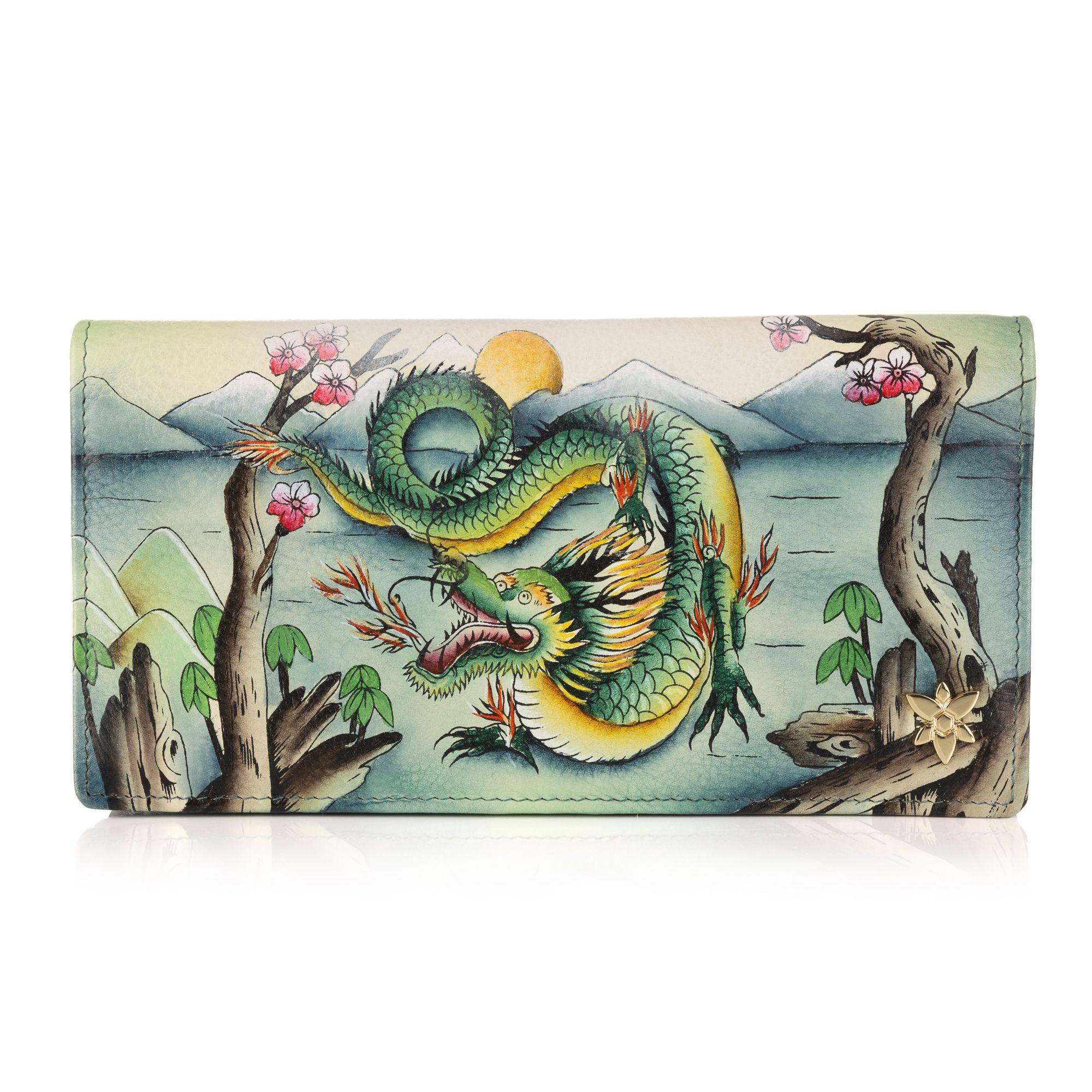 ANUSCHKA® Geldbörse echt Leder RFID Schutz handbemalt