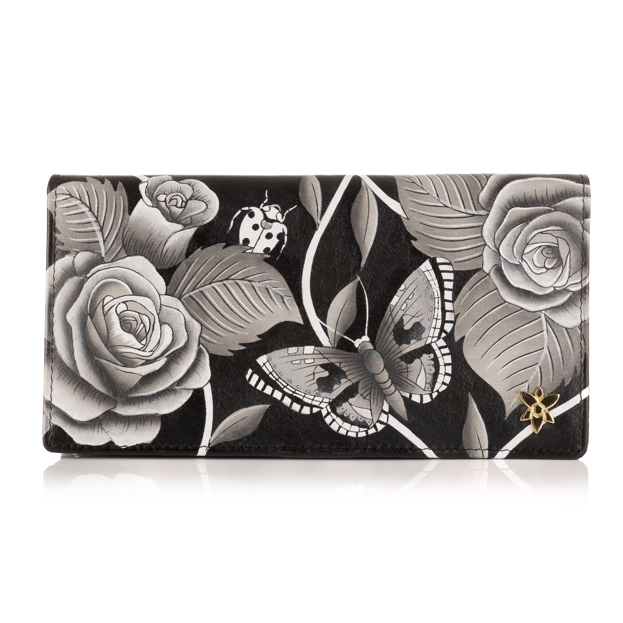 ANUSCHKA® Geldbörse echt Leder RFID Schutz handbemalt