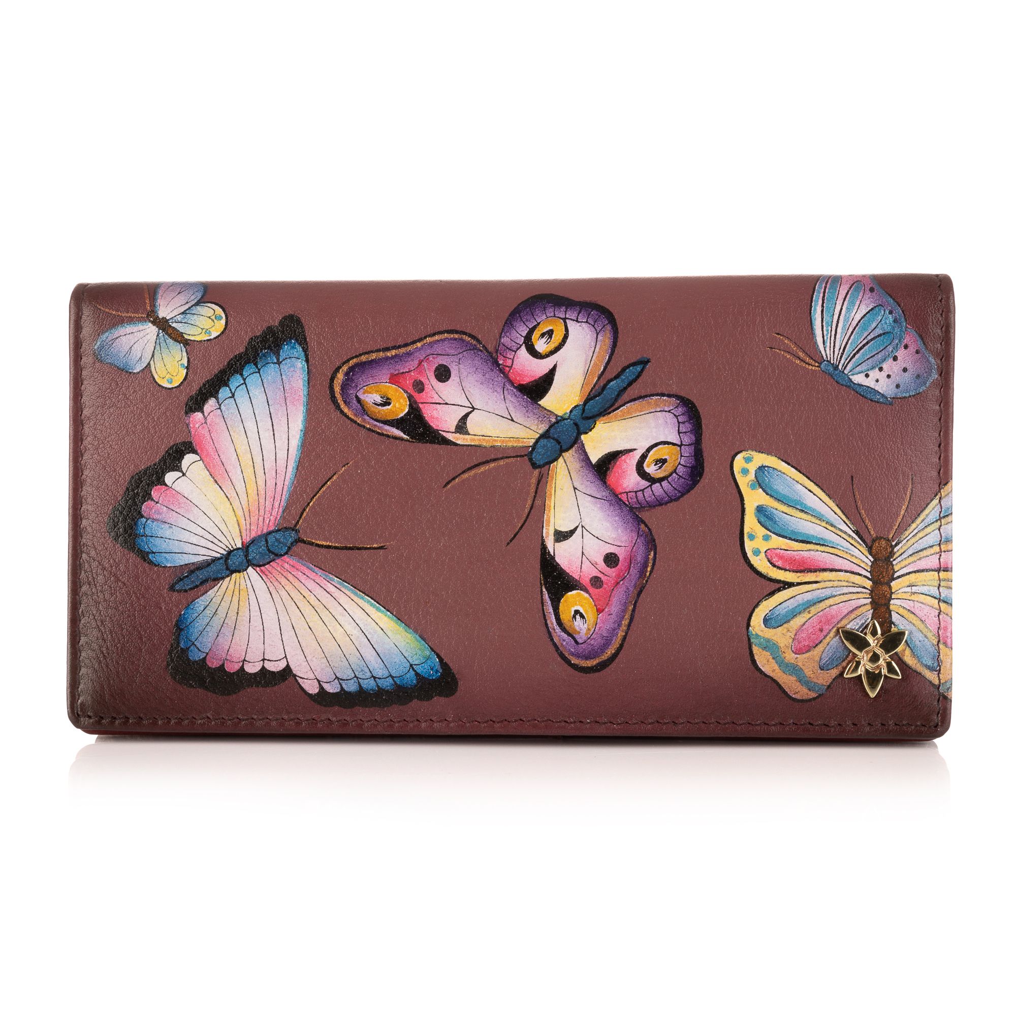 ANUSCHKA® Geldbörse echt Leder RFID Schutz handbemalt