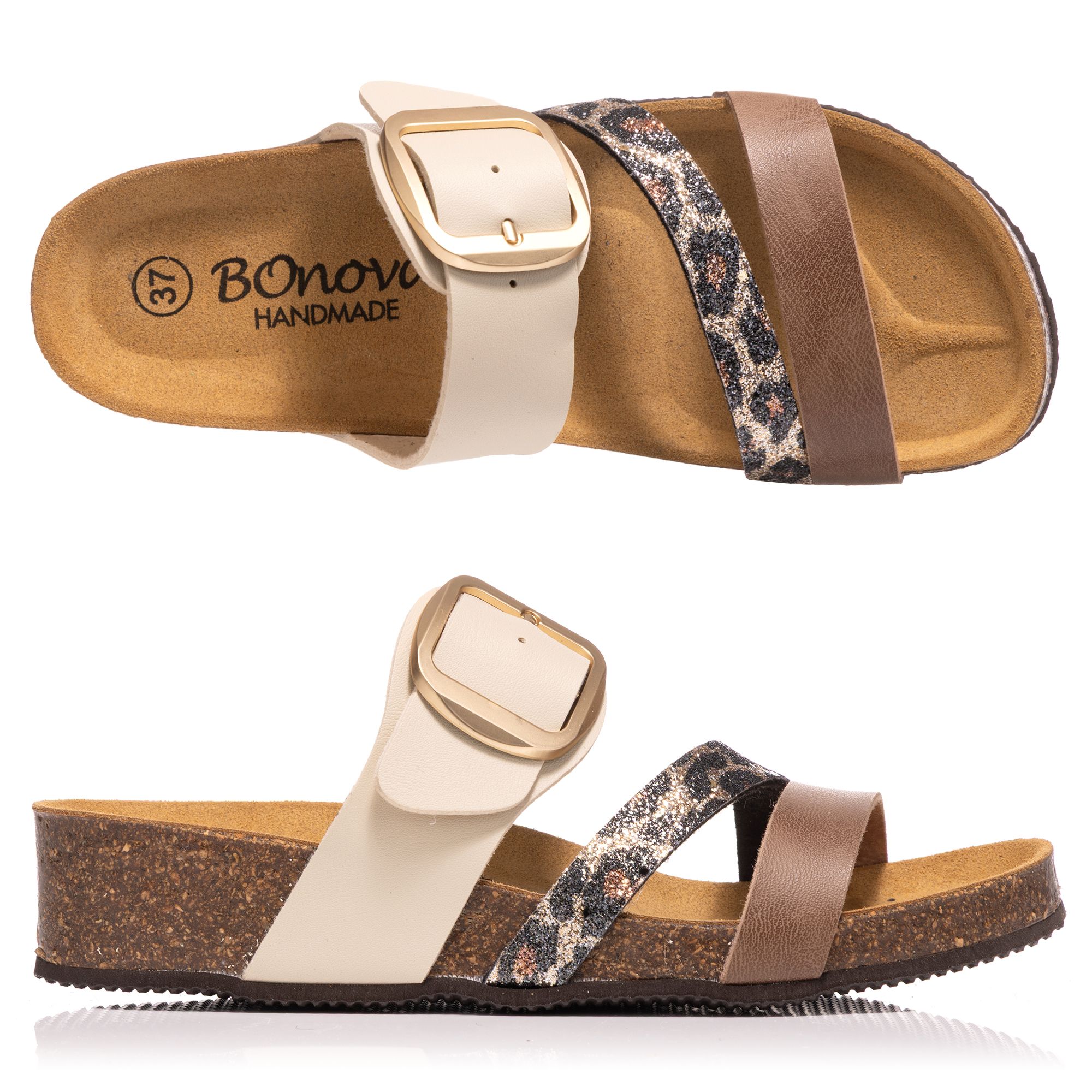 BONOVA Damen-Pantolette verstellbarer Riemen Keilabsatz ca. 3,5cm Super-Soft-Fußbett