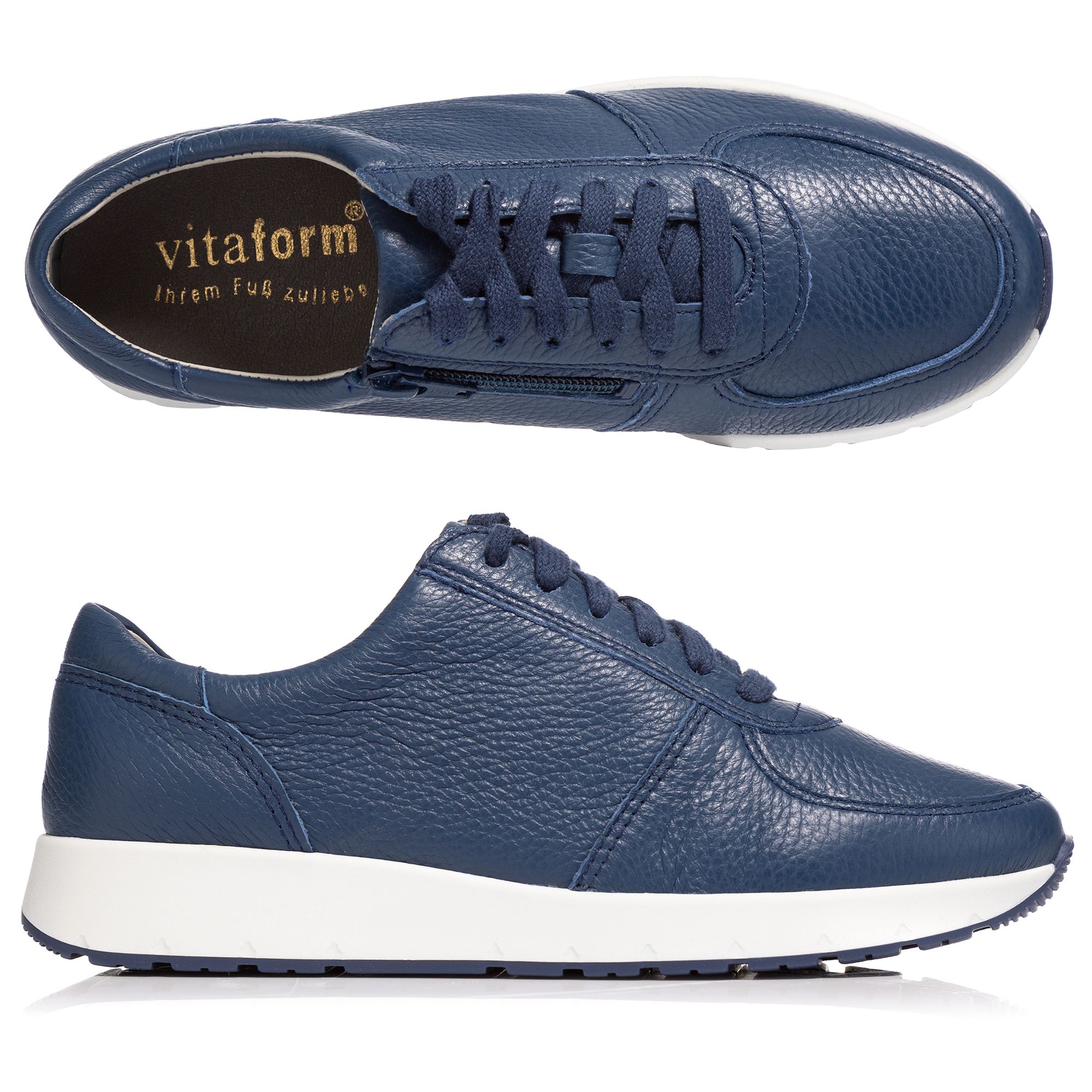 VITAFORM Damen-Sneaker Hirschleder seitl. Reißverschluss Sohle Nele