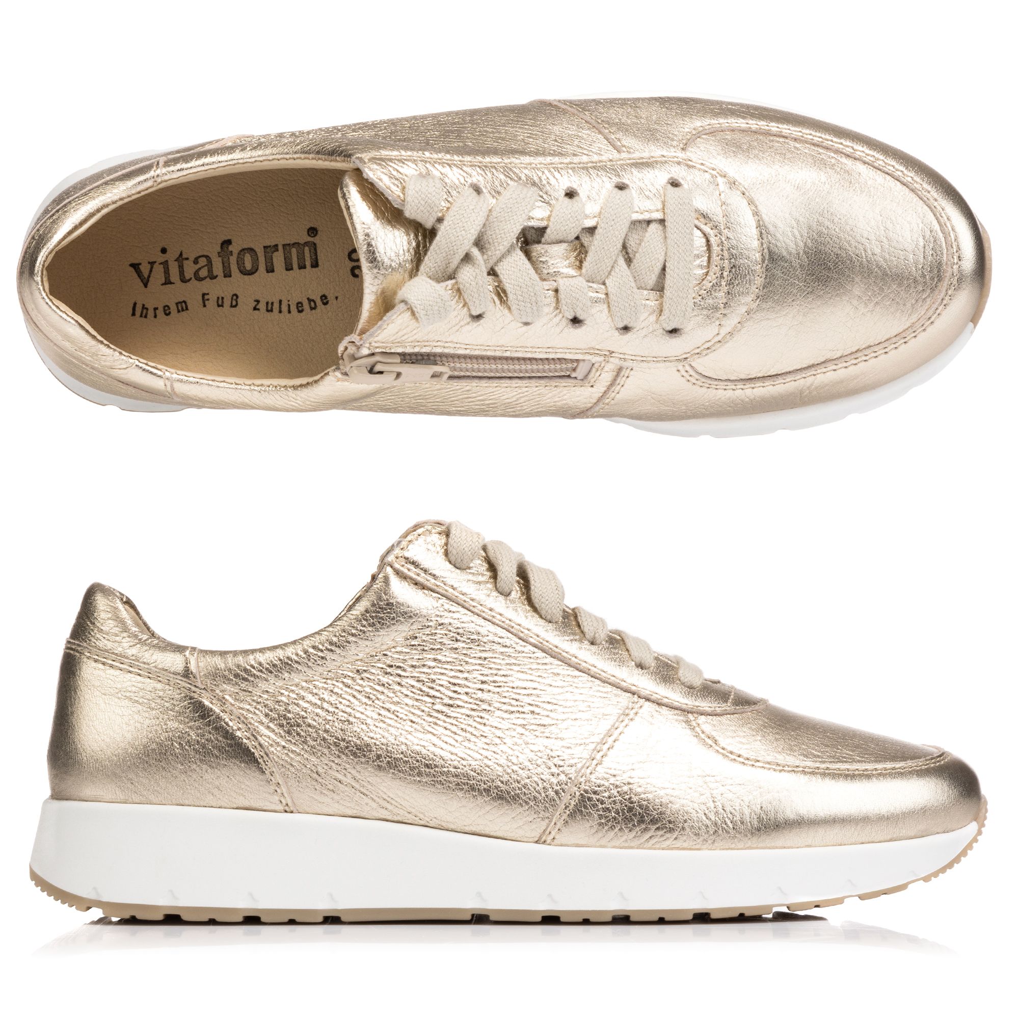 VITAFORM Damen-Sneaker Hirschleder seitl. Reißverschluss Sohle Nele