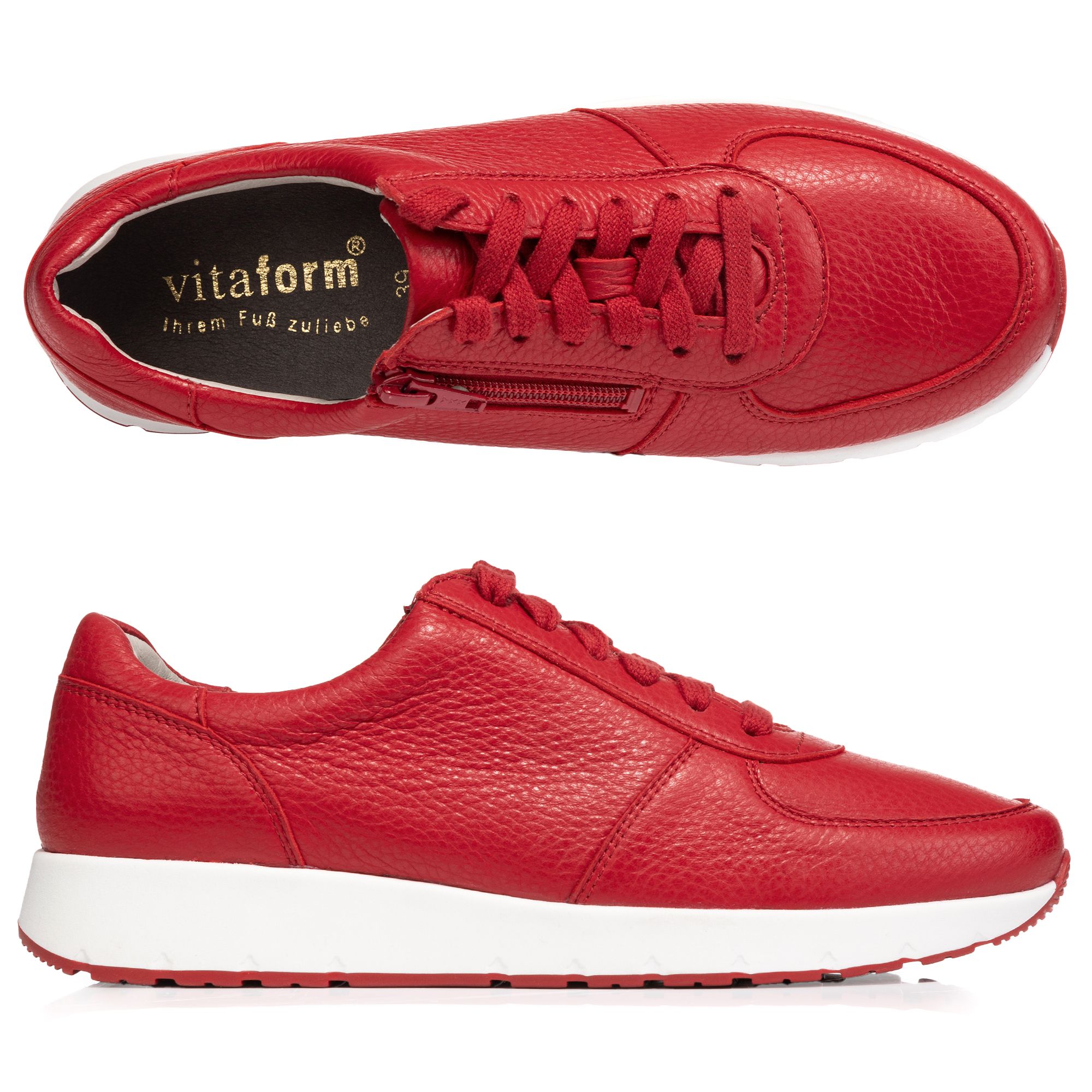 VITAFORM Damen-Sneaker Hirschleder seitl. Reißverschluss Sohle Nele