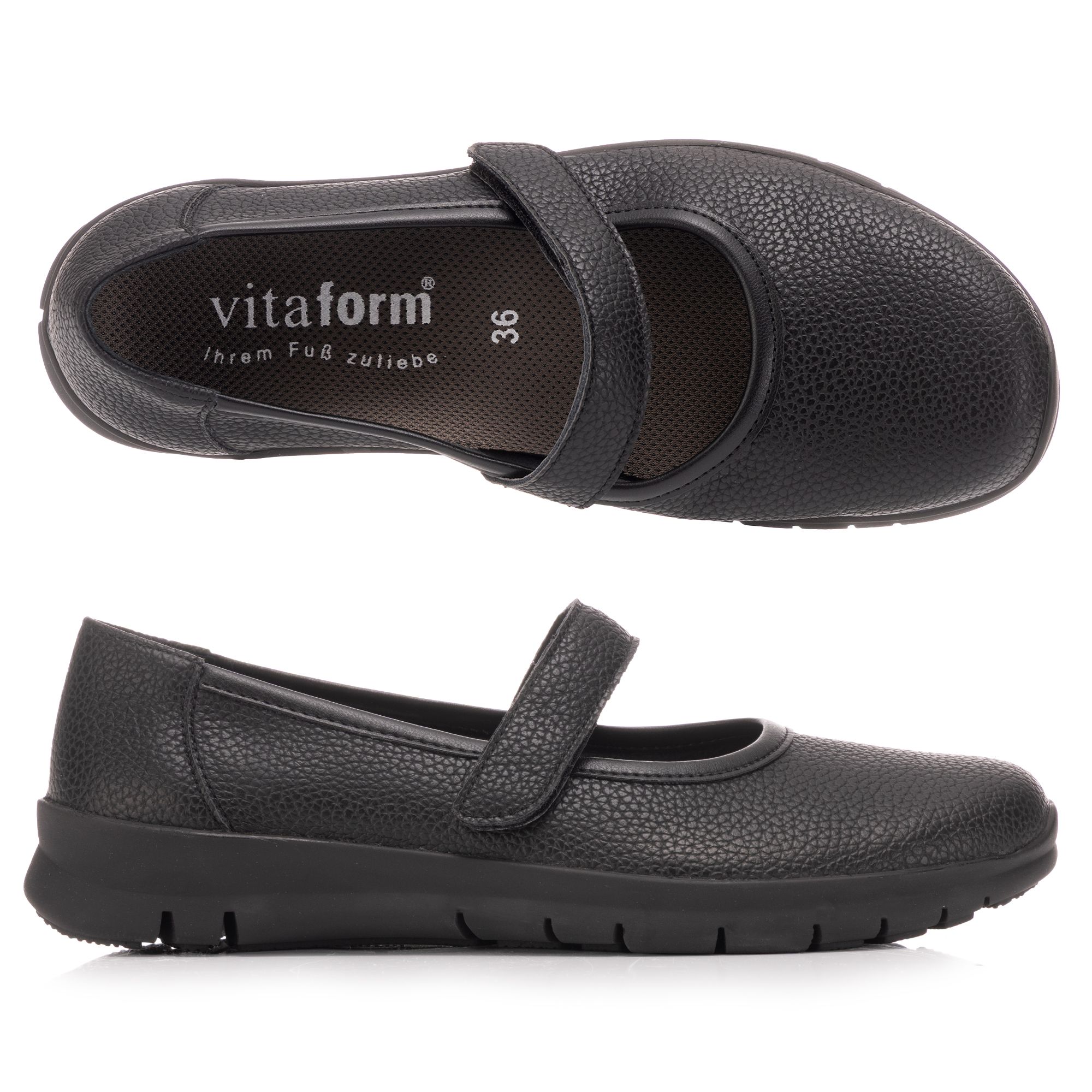 VITAFORM Mary-Jane Stretchmaterial Klettverschluss Sohle FreeRun