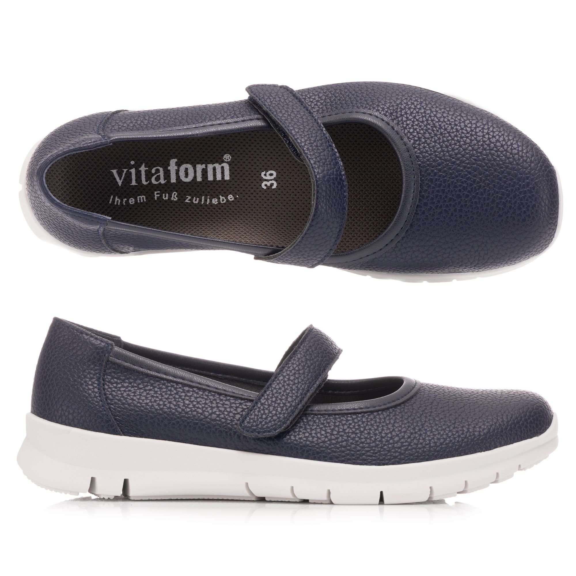 VITAFORM Mary-Jane Stretchmaterial Klettverschluss Sohle FreeRun