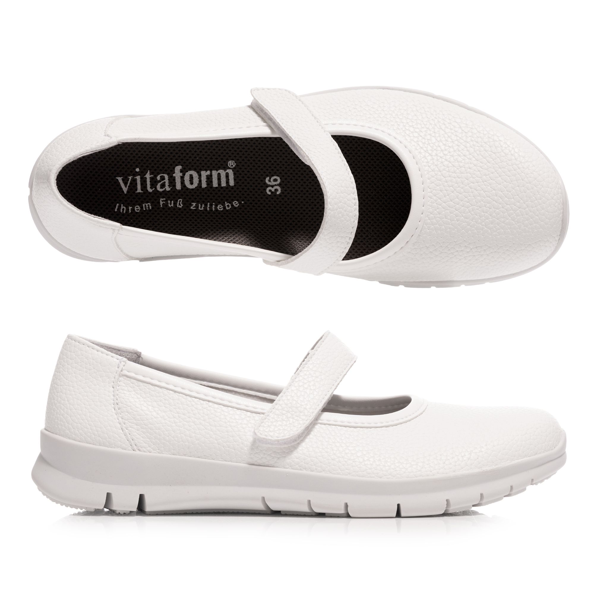 VITAFORM Mary-Jane Stretchmaterial Klettverschluss Sohle FreeRun