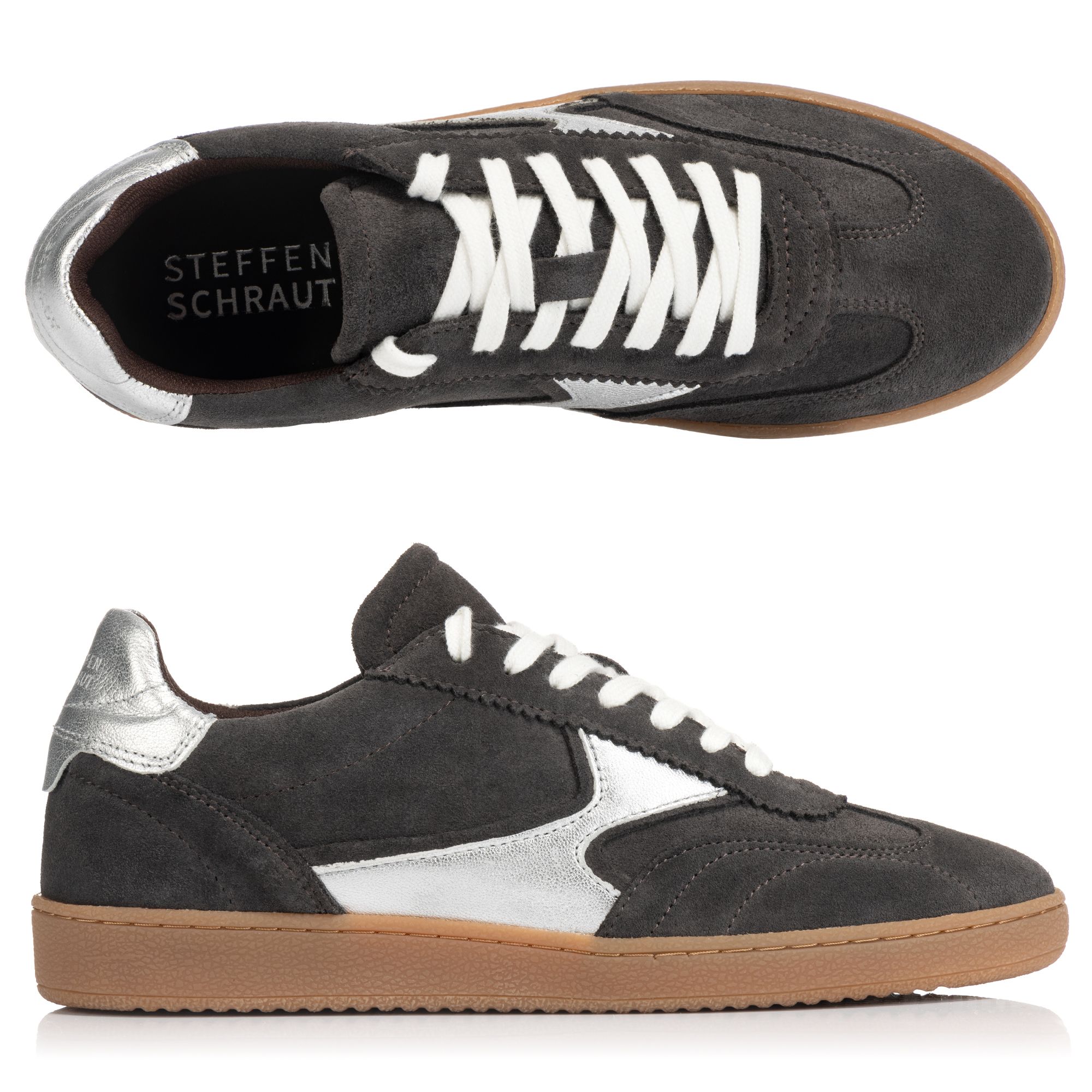 STEFFEN SCHRAUT Damen-Sneaker Wildleder Metallic- Optik Made in Portugal
