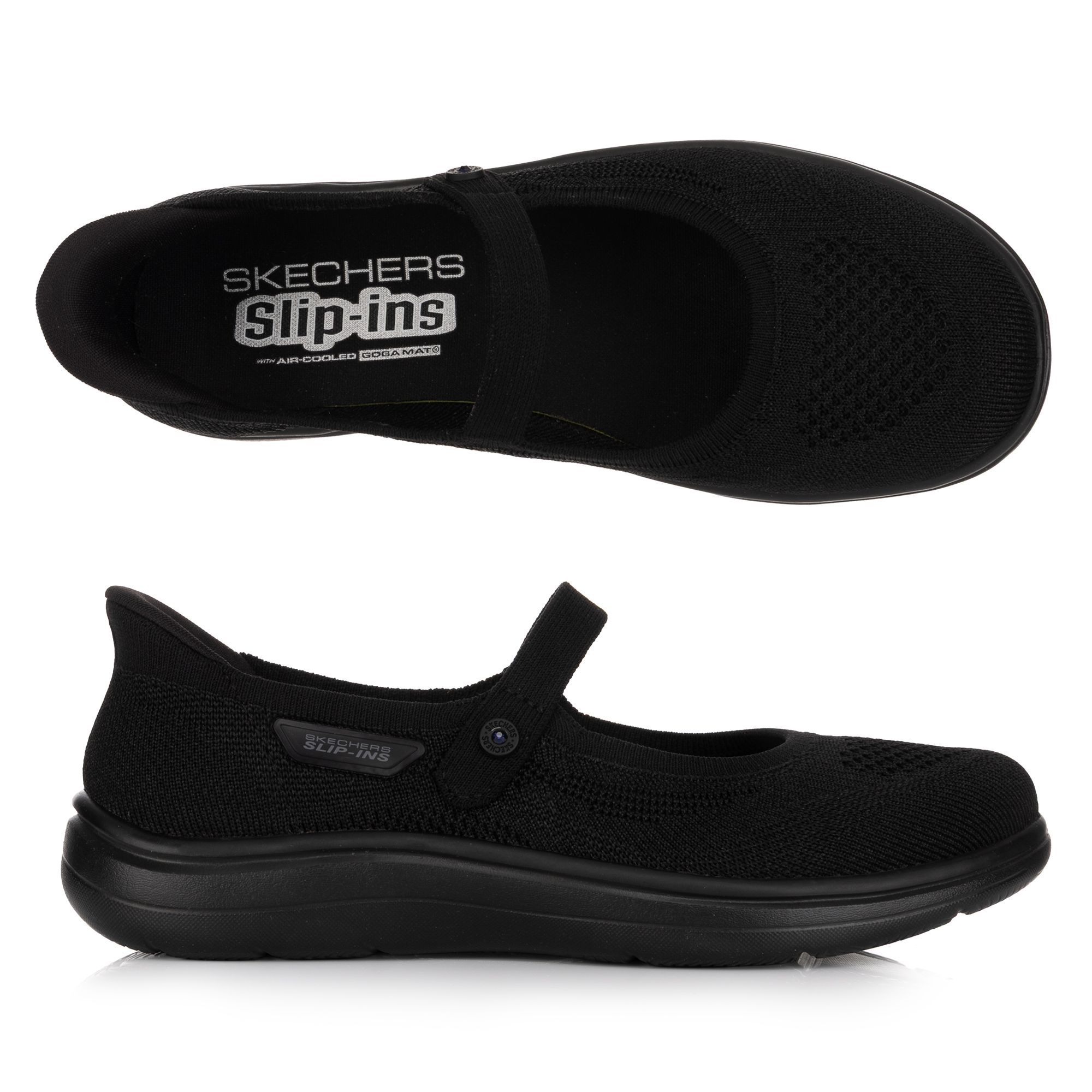 SKECHERS Damen-Ballerina Mary Jane Stretch Fit-Strick Hands Free Slip-ins®