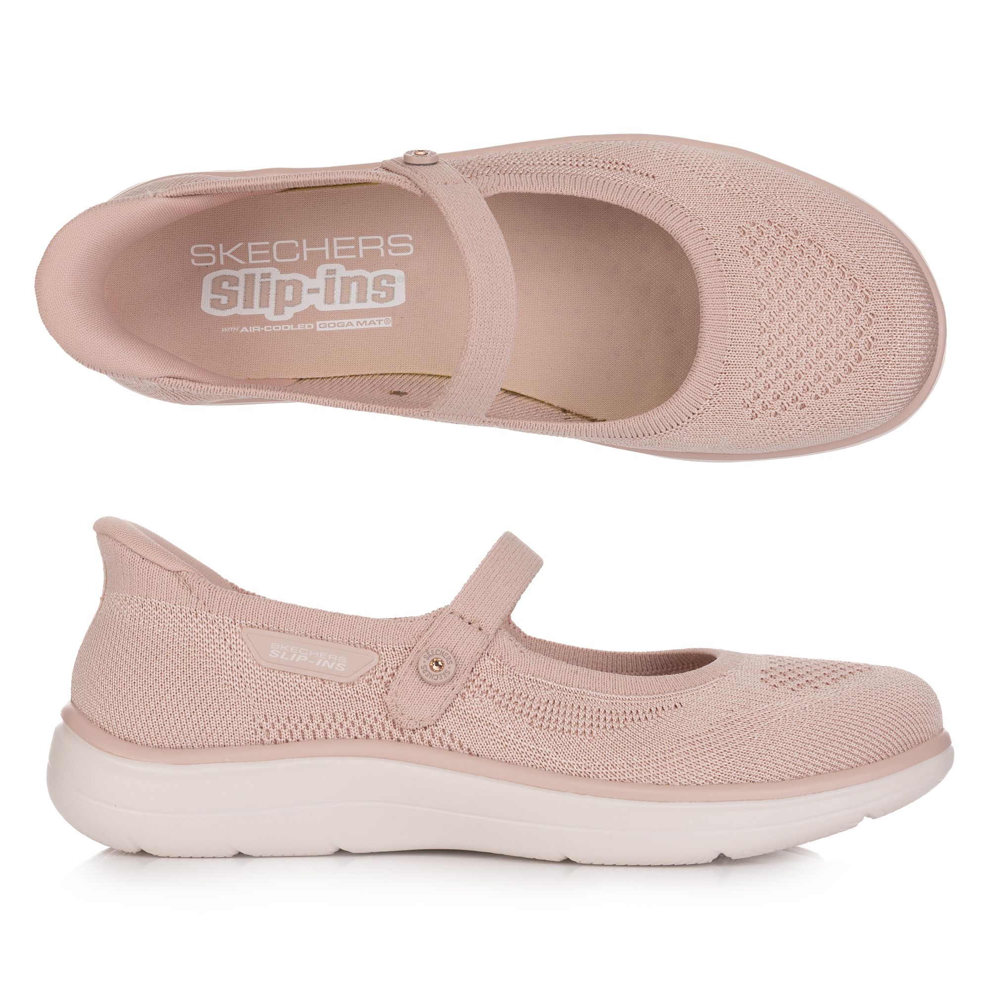 SKECHERS Damen-Ballerina Mary Jane Stretch Fit-Strick Hands Free Slip-ins®