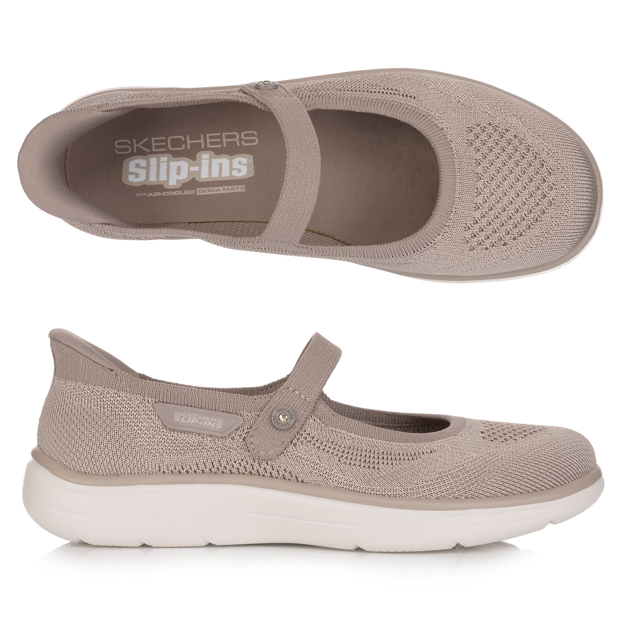 SKECHERS Damen-Ballerina Mary Jane Stretch Fit-Strick Hands Free Slip-ins®