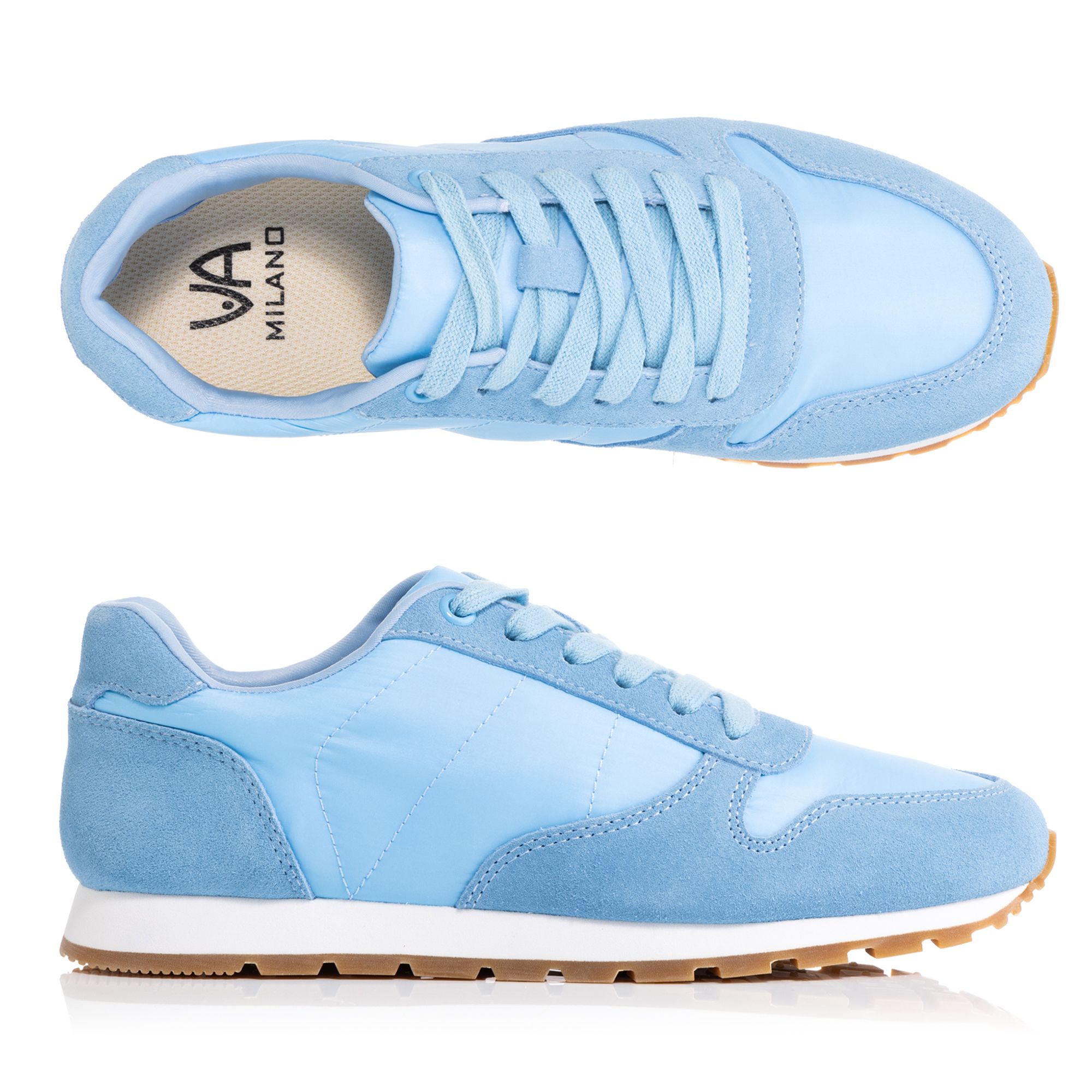 VIA MILANO Damen-Sneaker Materialmix Logo-Detail Schnürung