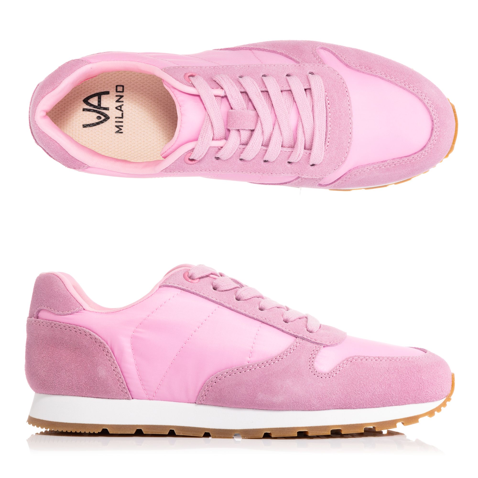 VIA MILANO Damen-Sneaker Materialmix Logo-Detail Schnürung