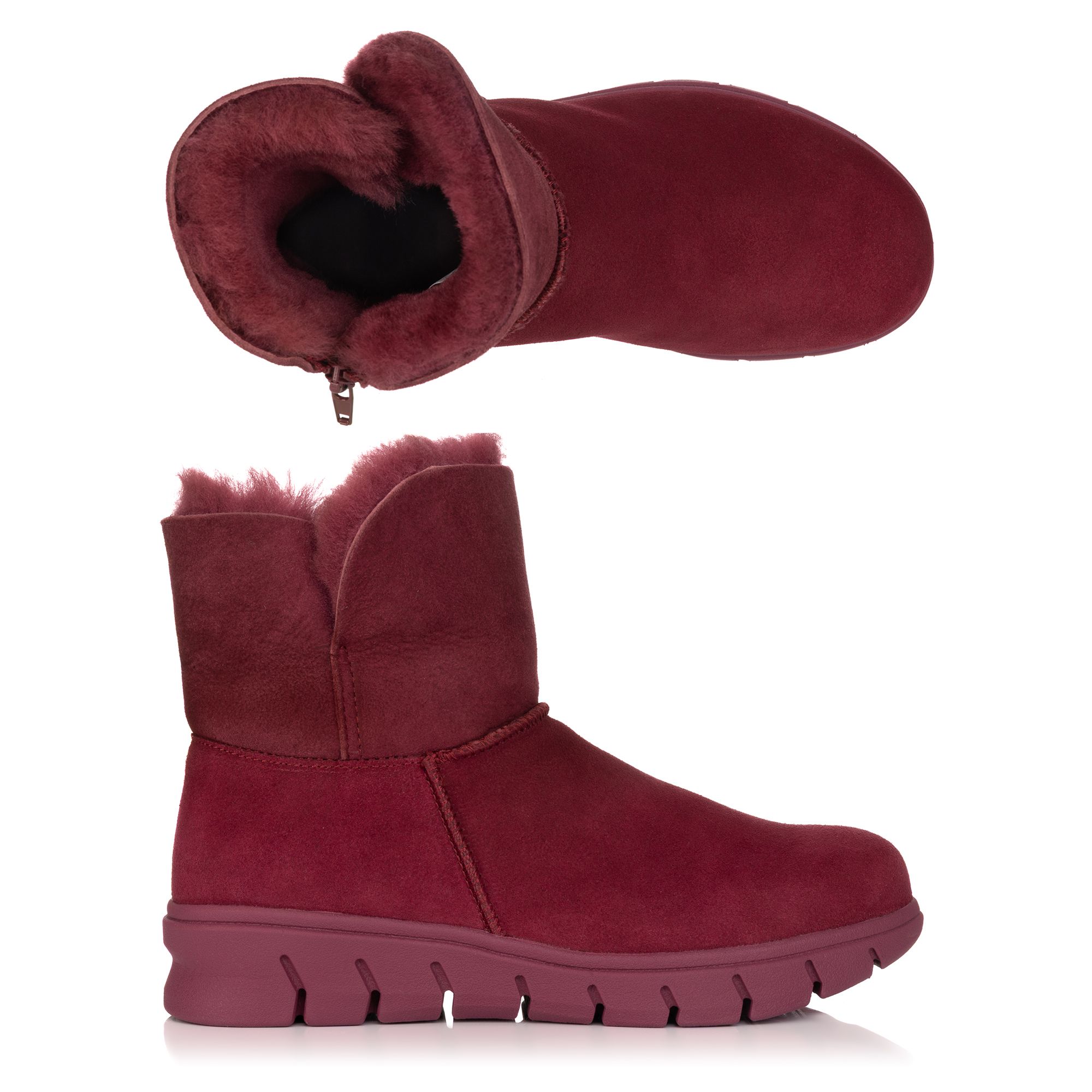 VITAFORM Damen-Stiefelette Veloursleder Lammfell Sohle FreeRun 2.0