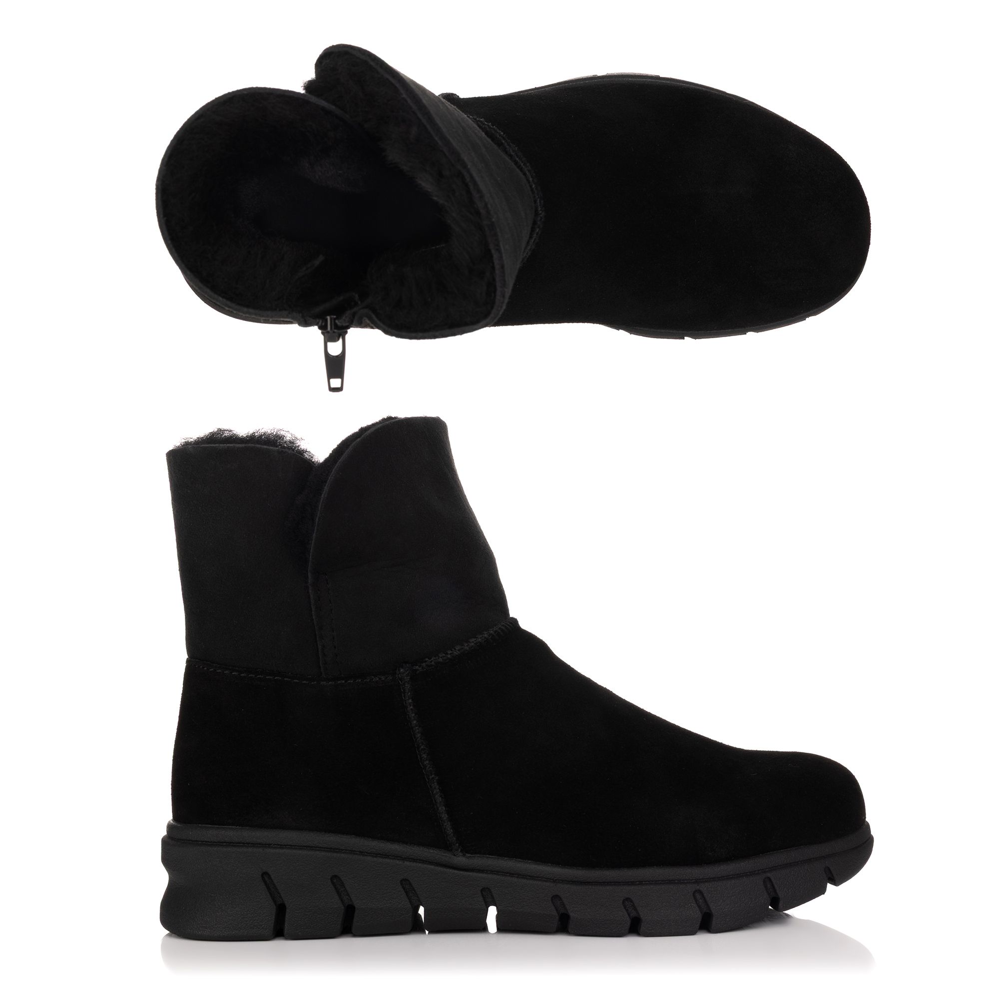 VITAFORM Damen-Stiefelette Veloursleder Lammfell Sohle FreeRun 2.0