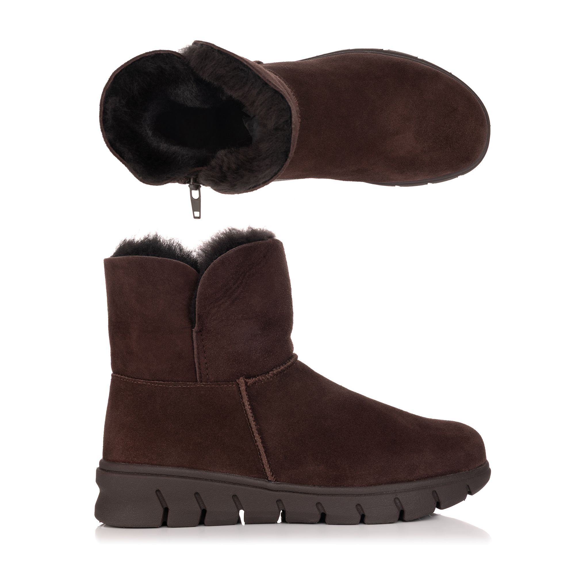 VITAFORM Damen-Stiefelette Veloursleder Lammfell Sohle FreeRun 2.0