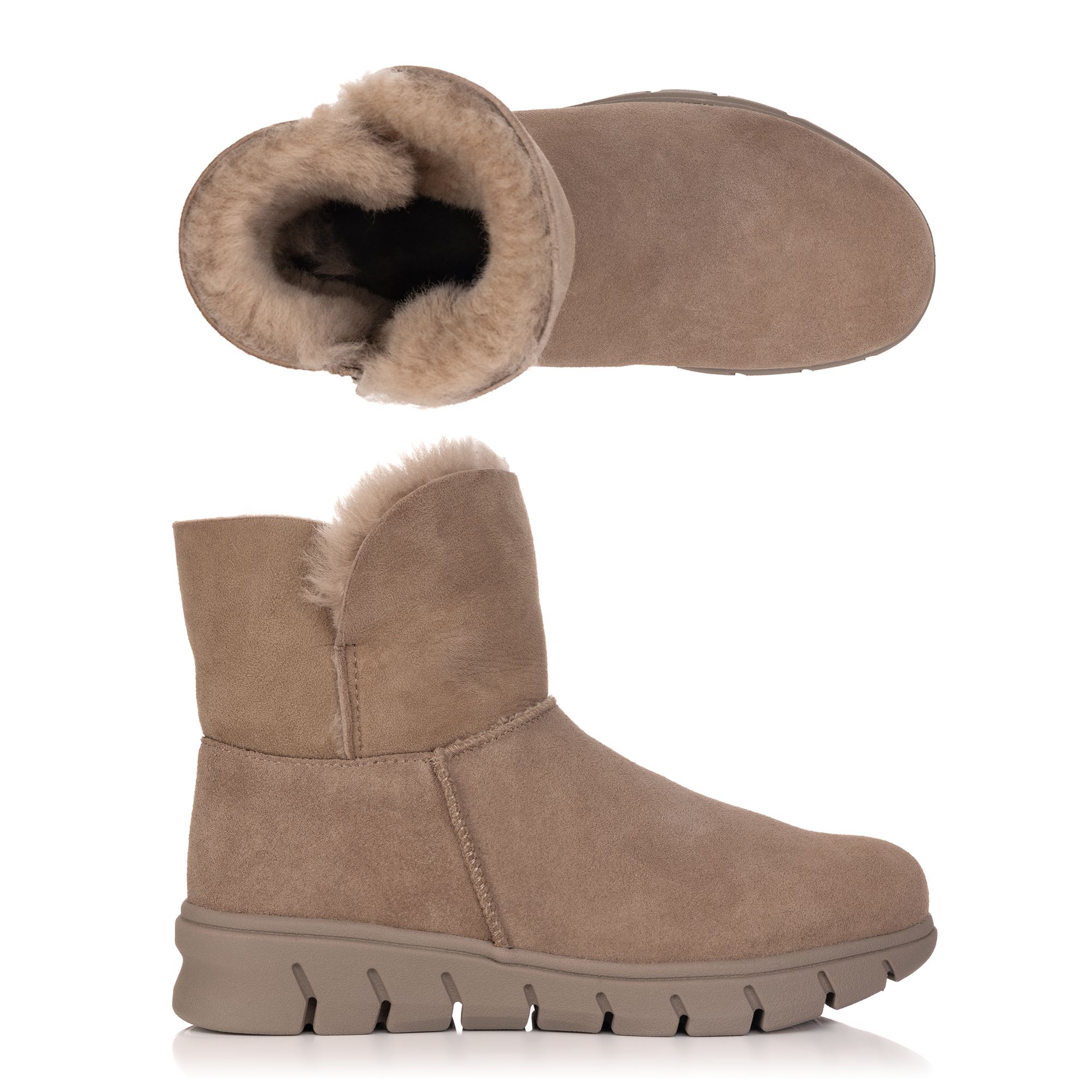 VITAFORM Damen-Stiefelette Veloursleder Lammfell Sohle FreeRun 2.0