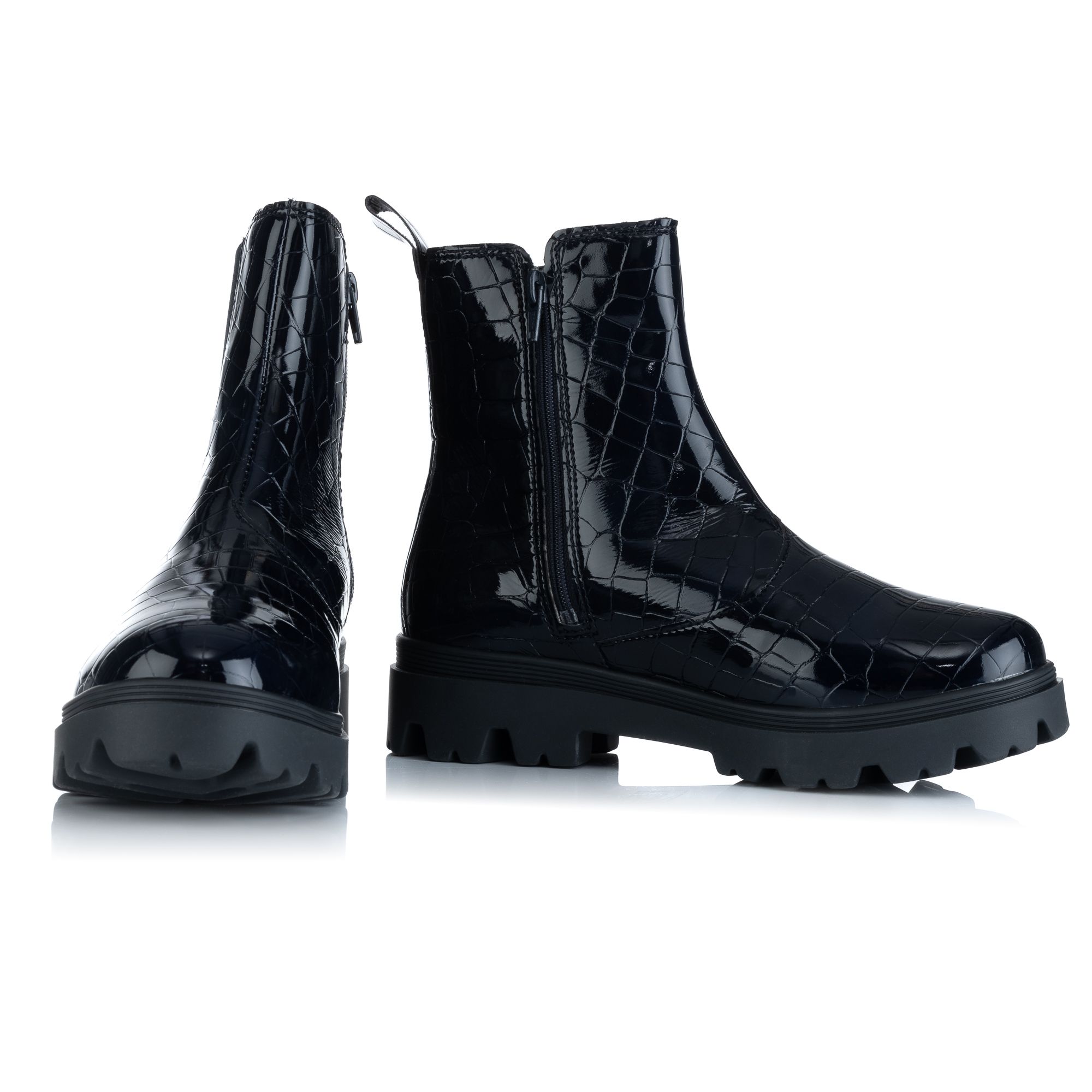 VITAFORM Damen-Stiefelette Krokolackstretch Reißverschluss Sohle Finja