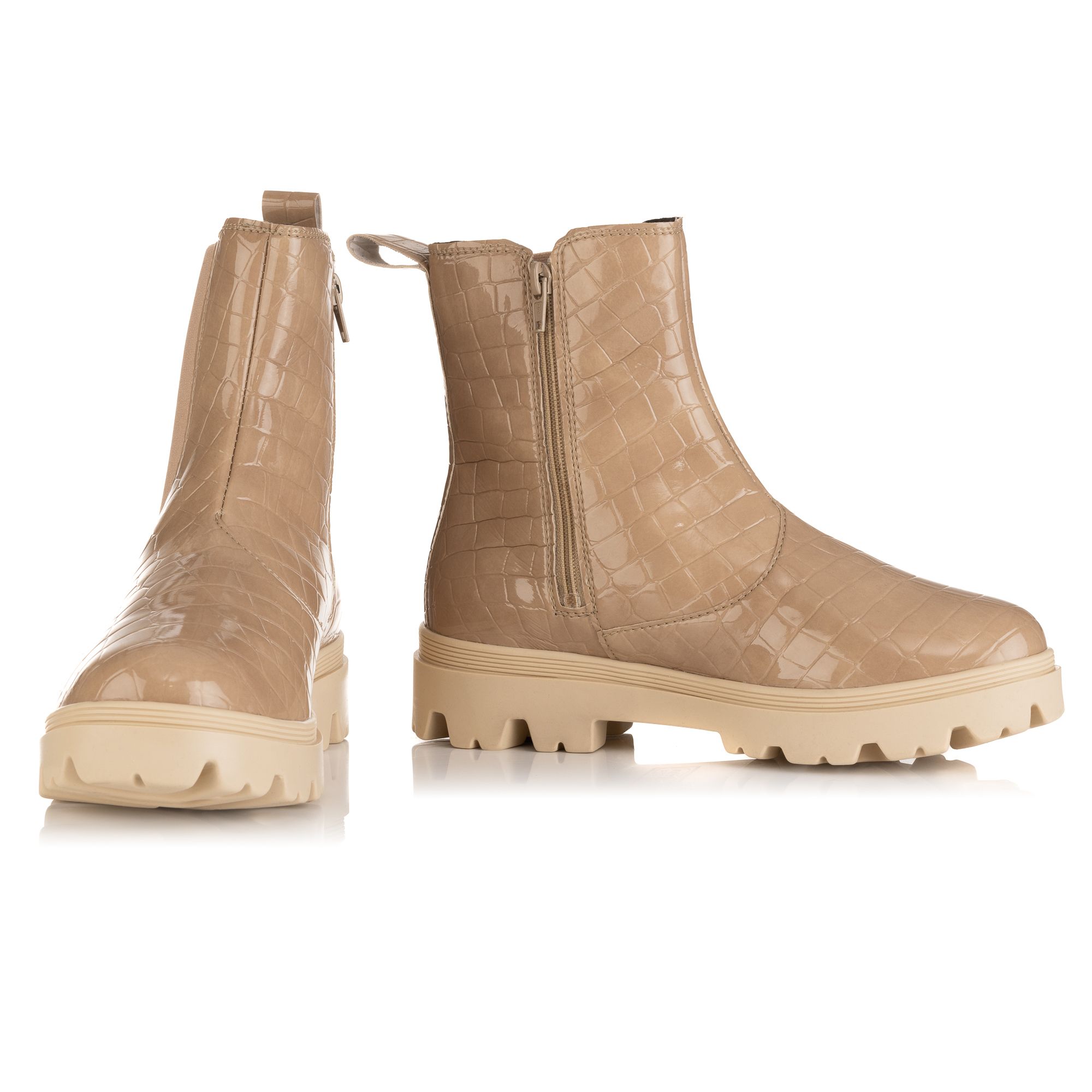 VITAFORM Damen-Stiefelette Krokolackstretch Reißverschluss Sohle Finja