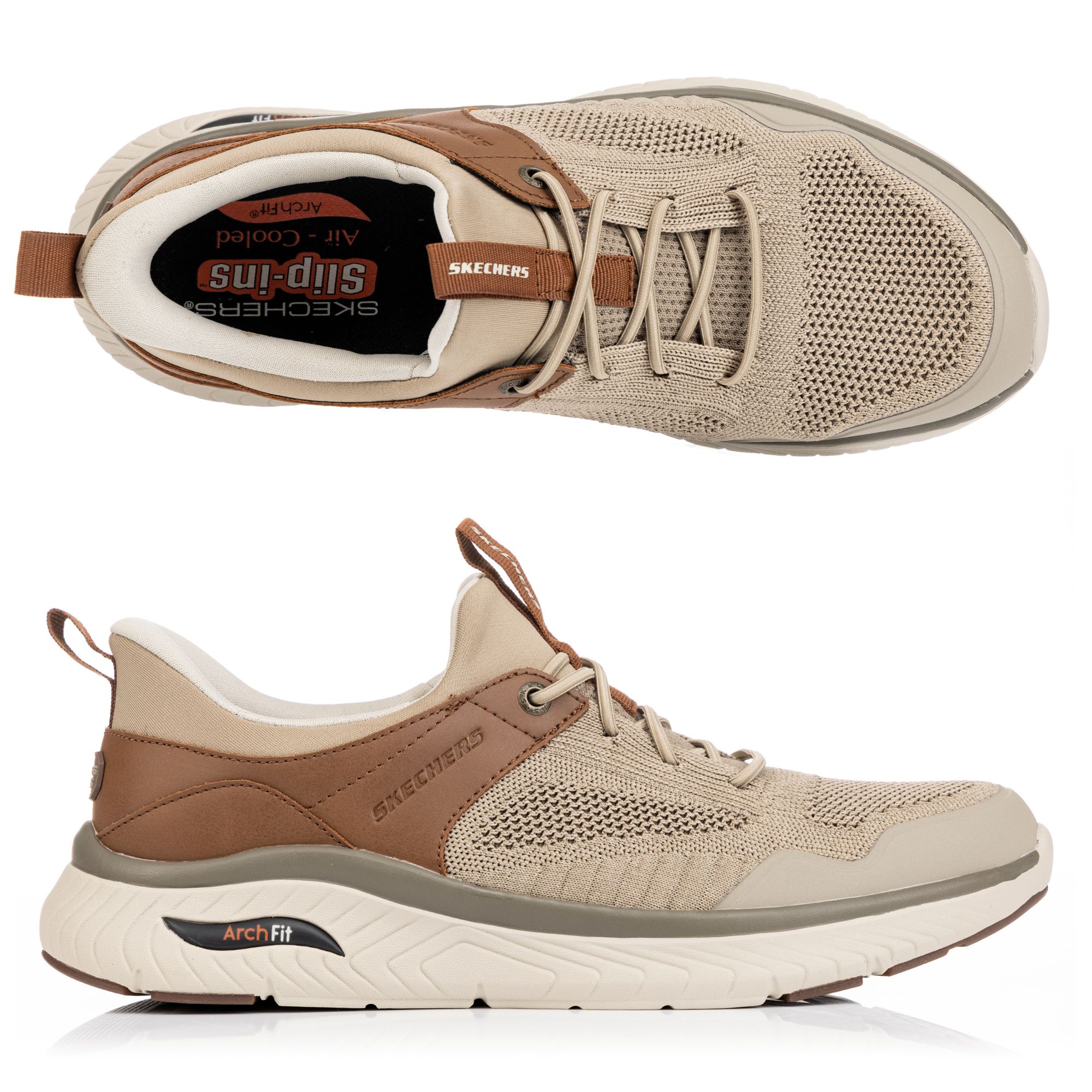 SKECHERS Herren-Slipper Arch Fit Crosser Materialmix Hands Free Slip-Ins®