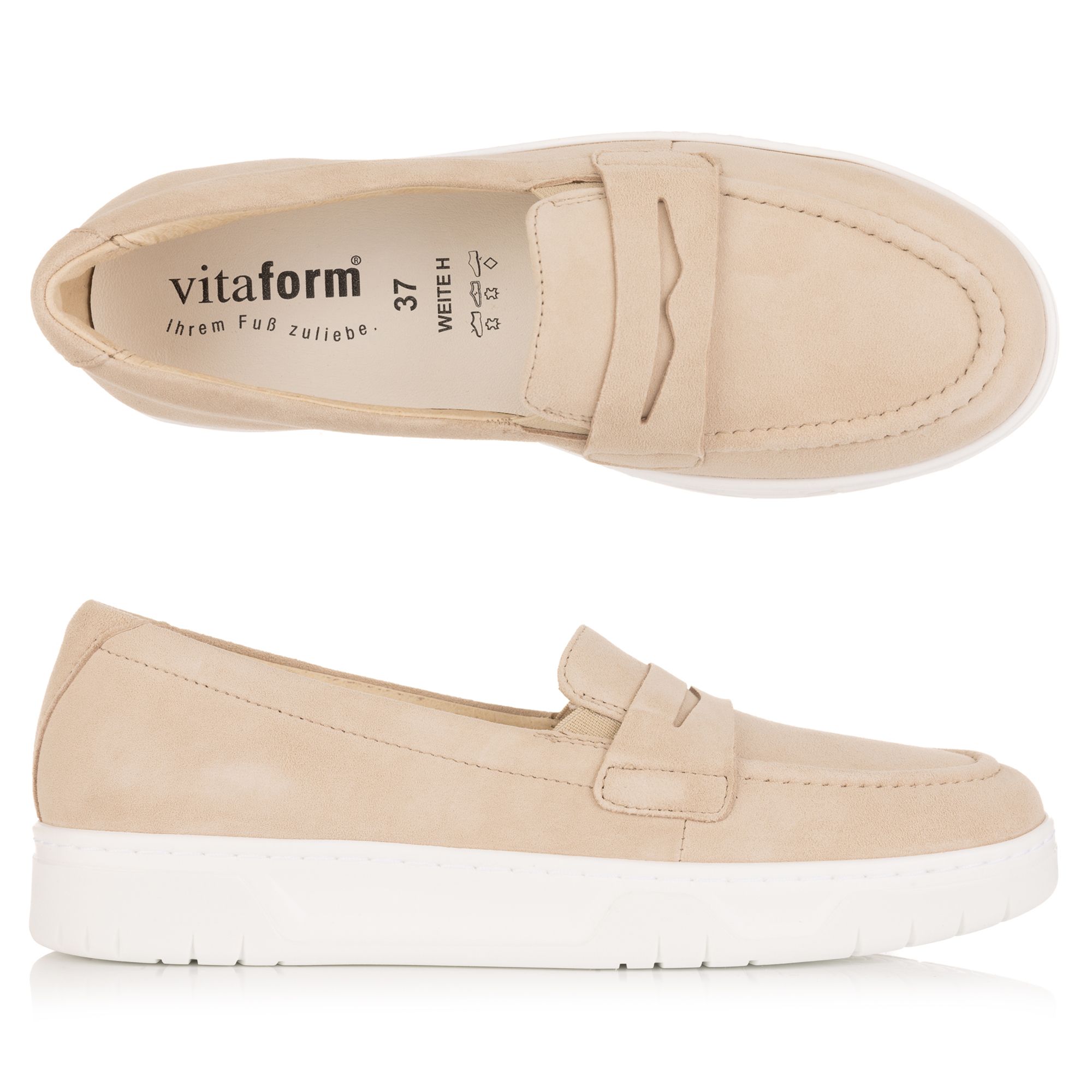 VITAFORM Damen-Slipper Samtziege Trense Sohle Marla